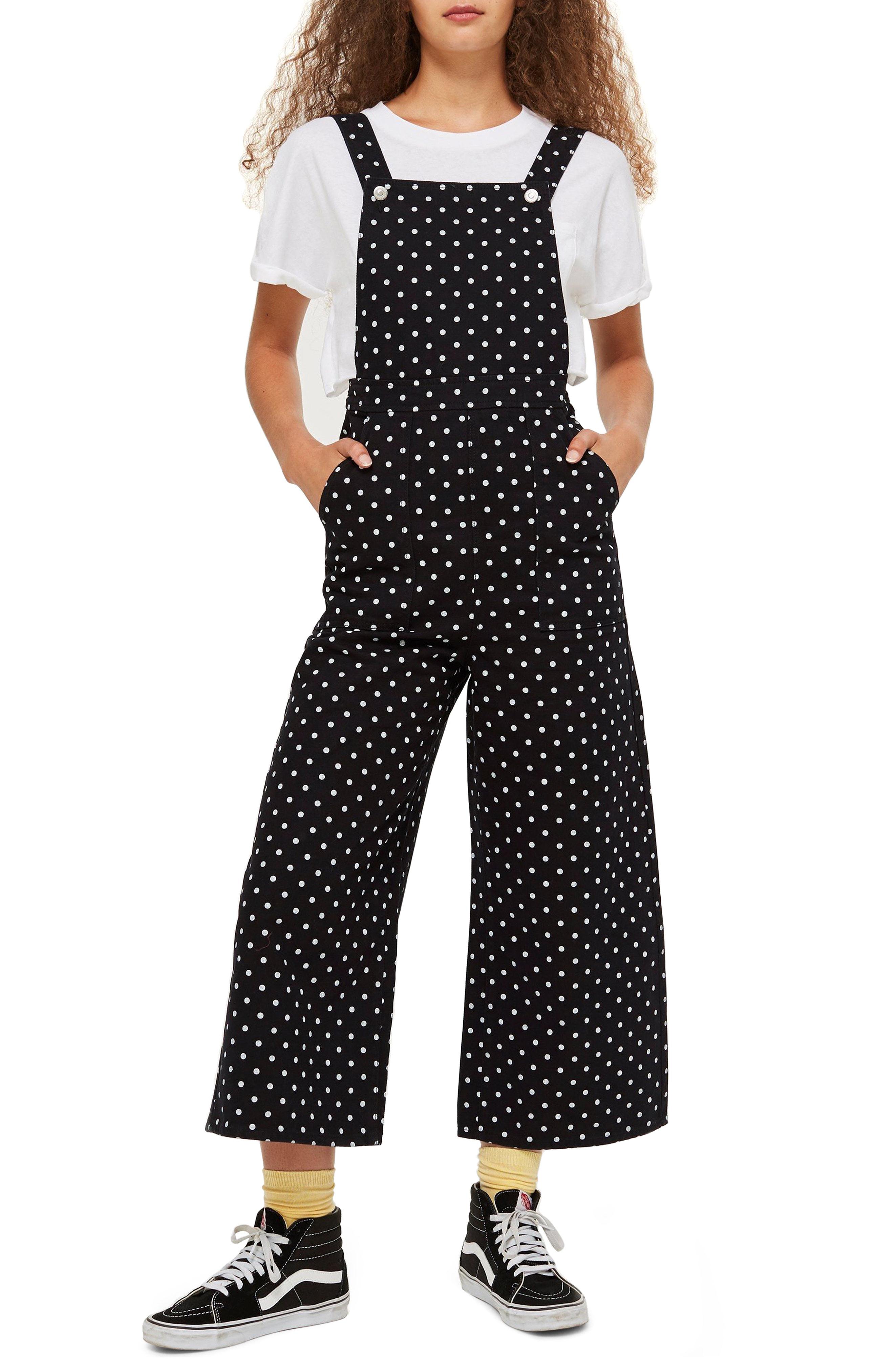 topshop polka dot overalls