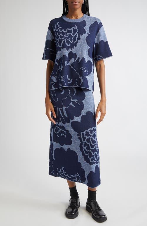 Marimekko Sivellys Pioni Linen Blend Sweater Skirt in Blue | Lyst
