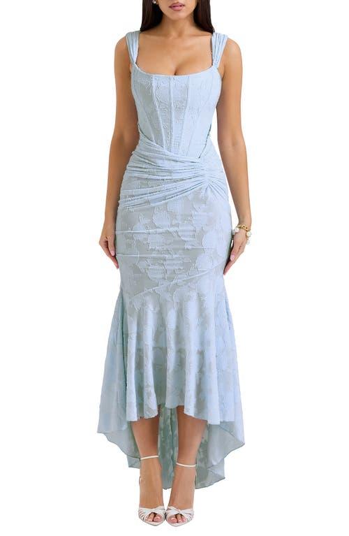 house of cb blue ruched dress Clothing : Bodycon Dresses : 'Ella' Blue + White Ruched Organza Mesh Mini  Dress