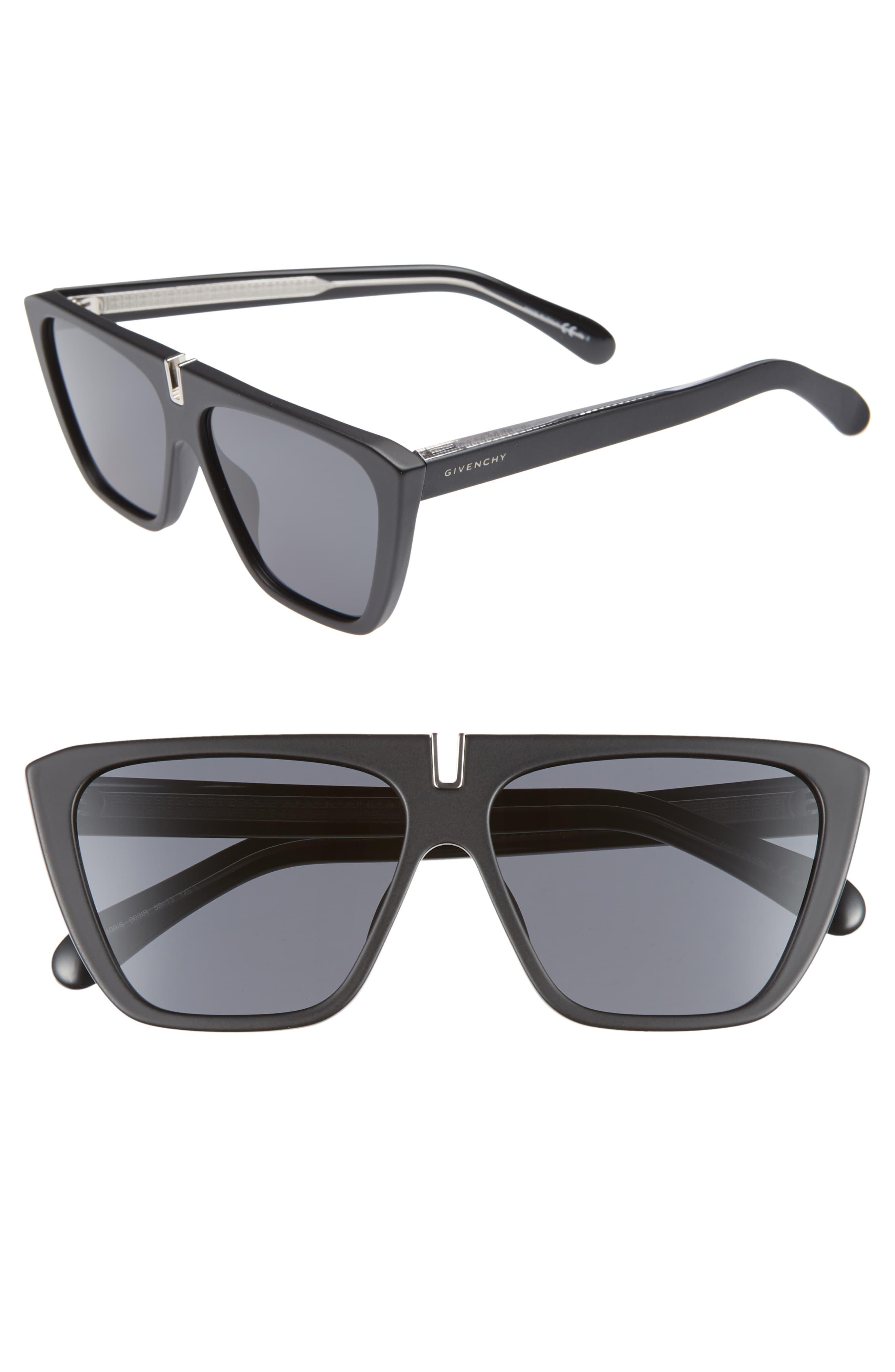 Givenchy 58mm Flat Top Sunglasses in Black/ Grey (Black) Lyst