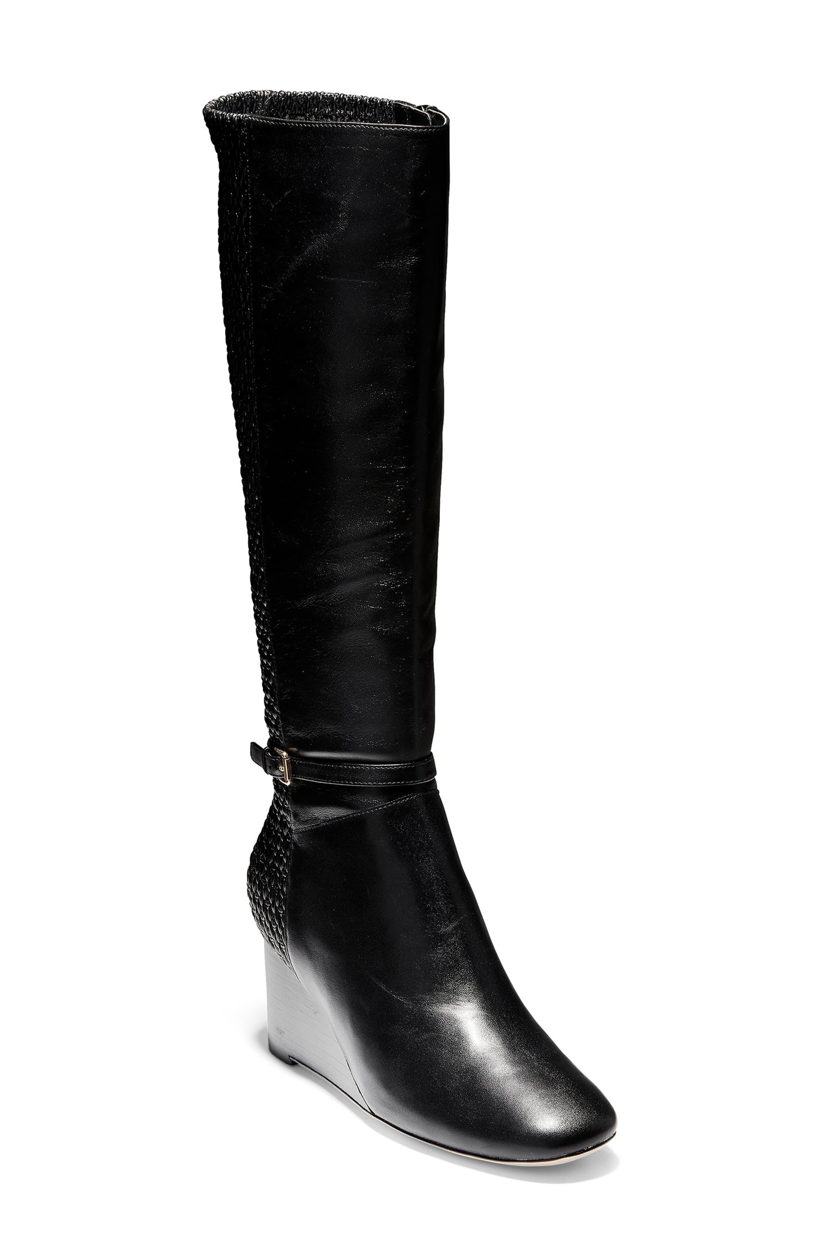 cole haan black knee high boots