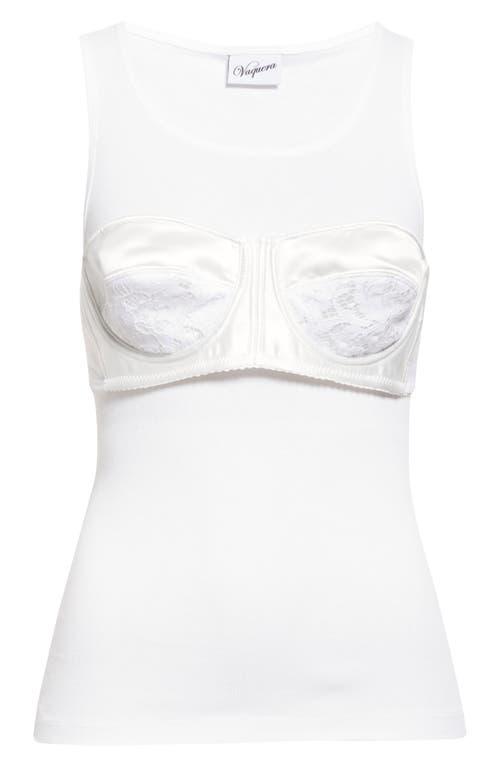 VAQUERA Balconette Bra Rib Cotton Tank in White | Lyst