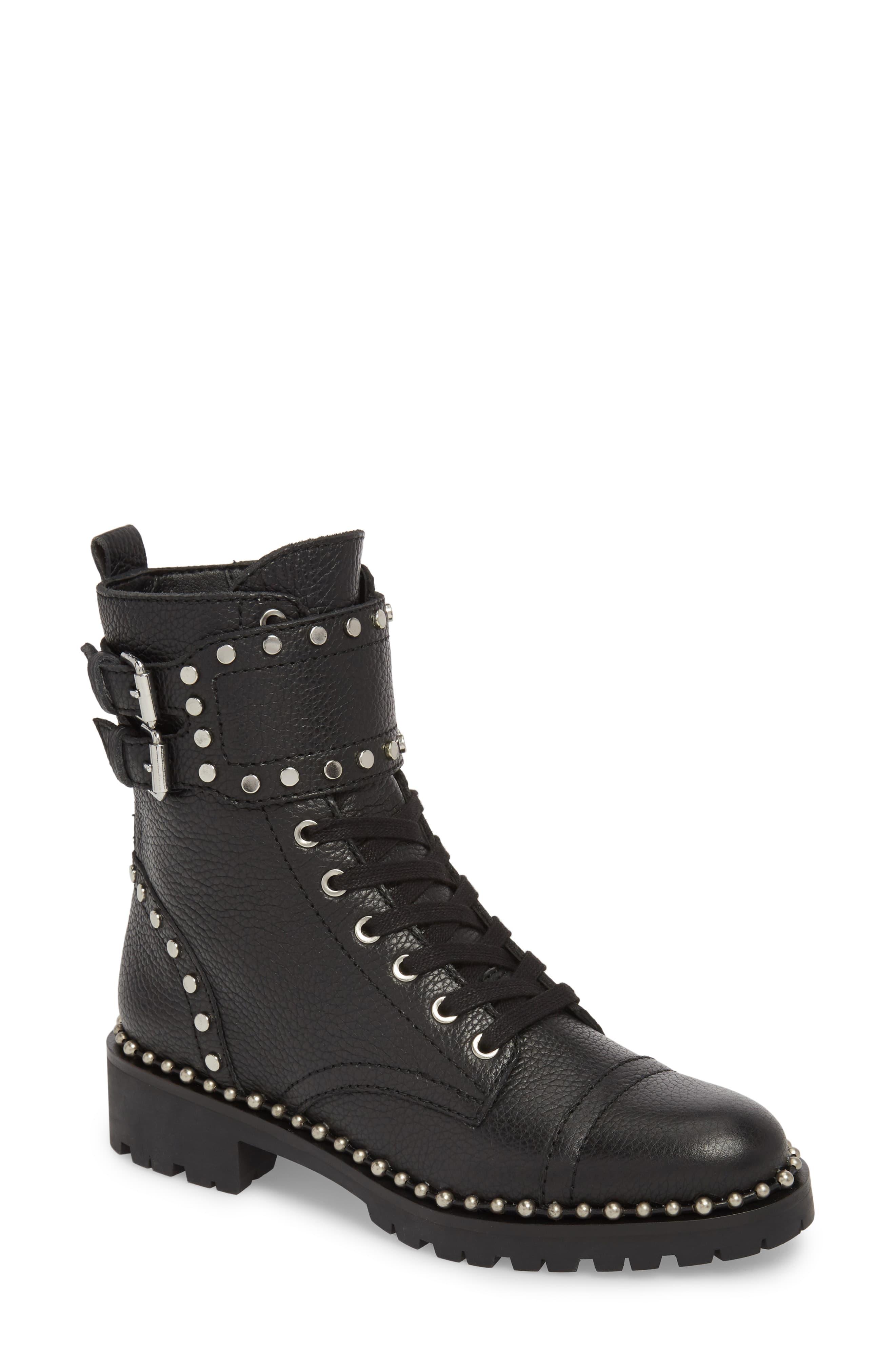 Sam Edelman Leather Women's Jennifer Studded Combat Boots in Black Leather (Black) - Save 41% - Lyst