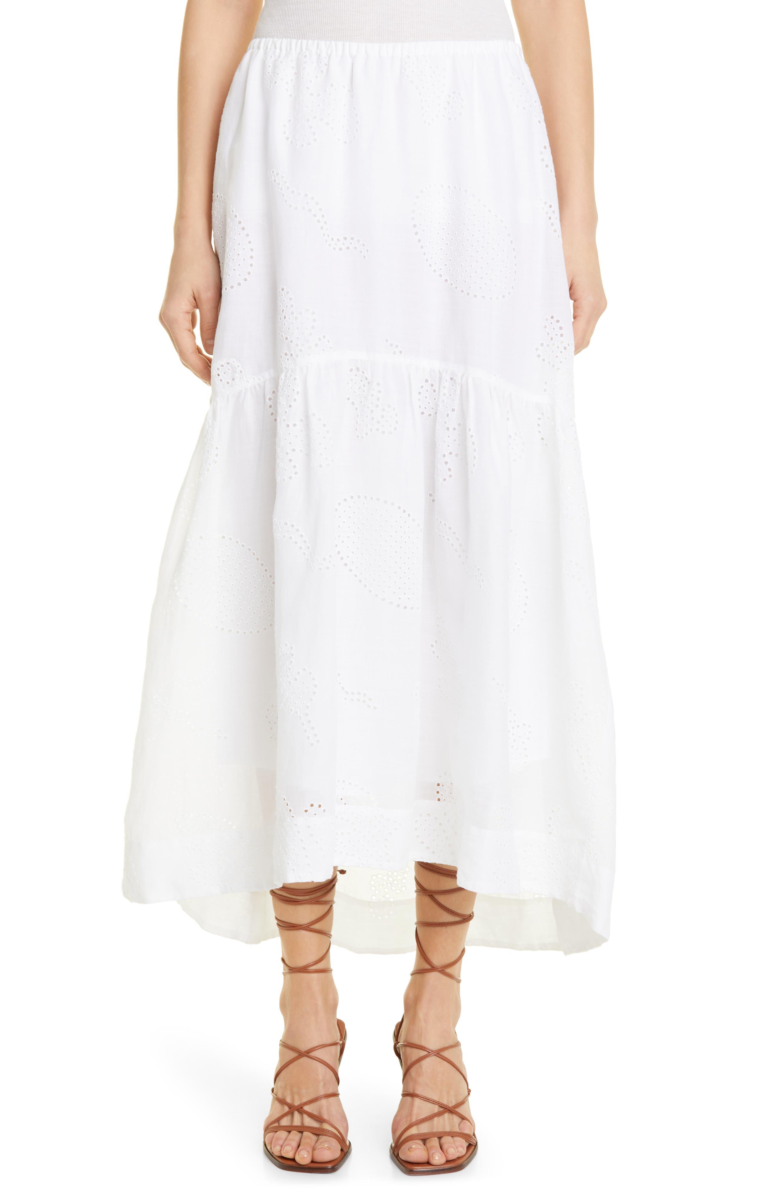 FRAME Eyelet Tiered Maxi Skirt in White Lyst