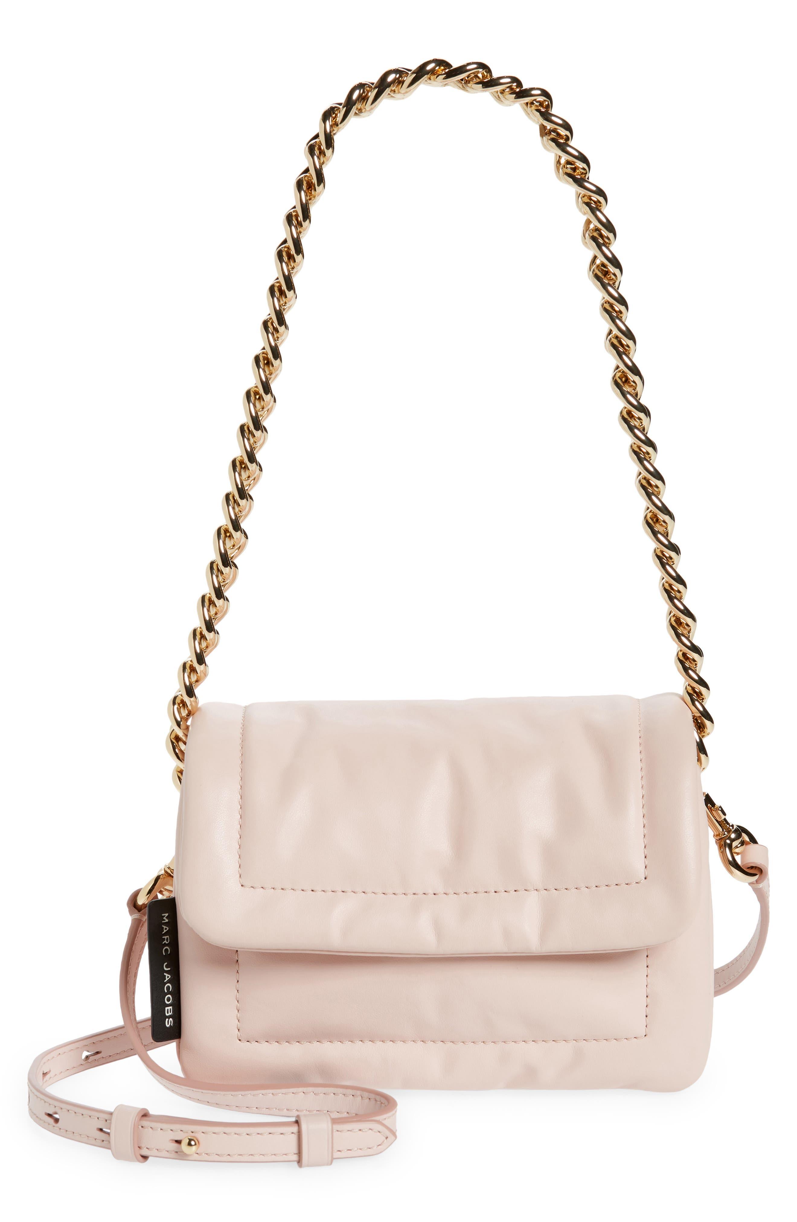 NEW. Pink Marc Jacobs Mini Pillow Bag / Crinkle Leather Shoulder