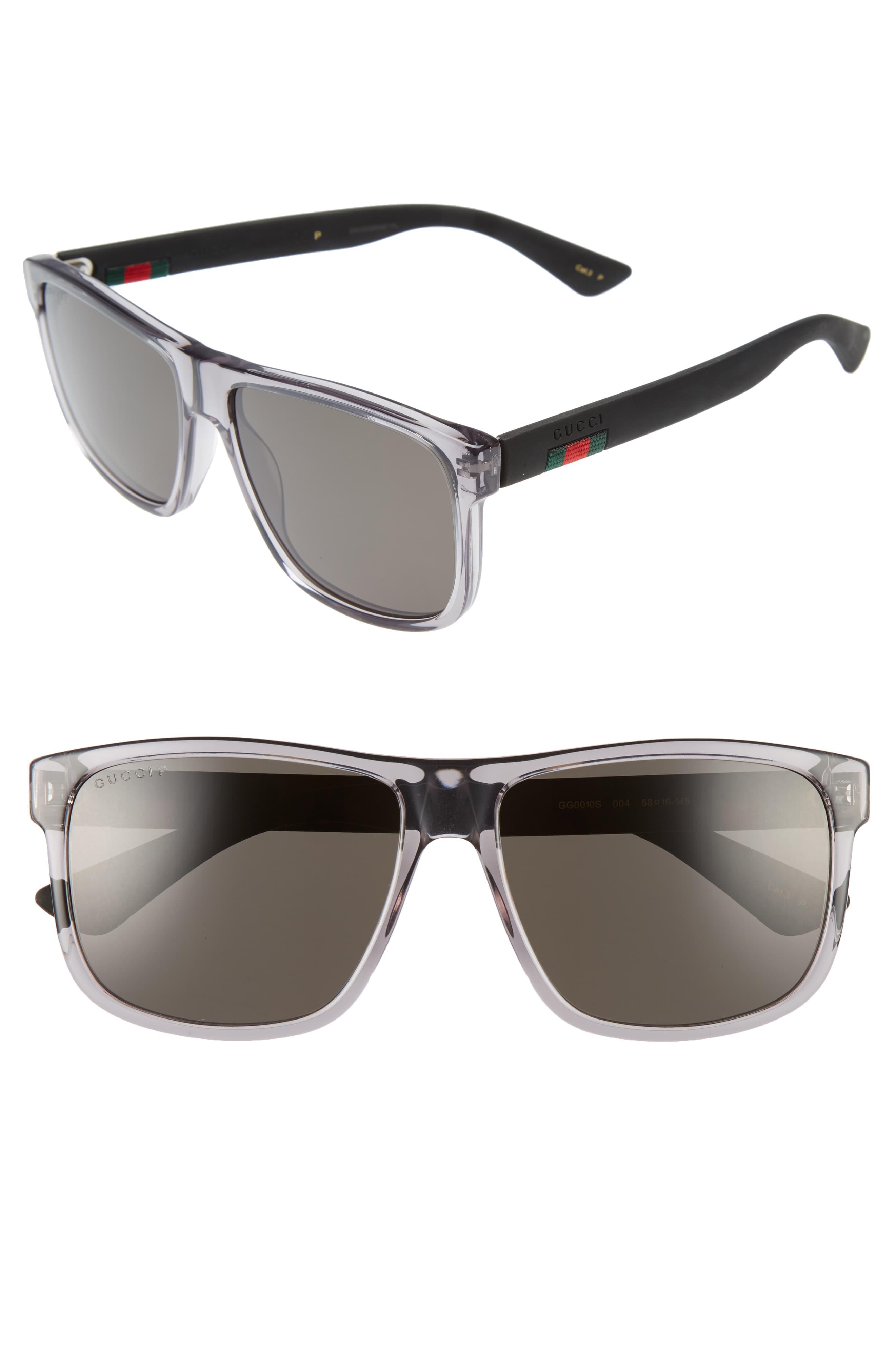Gucci 58mm Polarized Sunglasses - Transparent Grey W/ Grey Plr in Gray ...