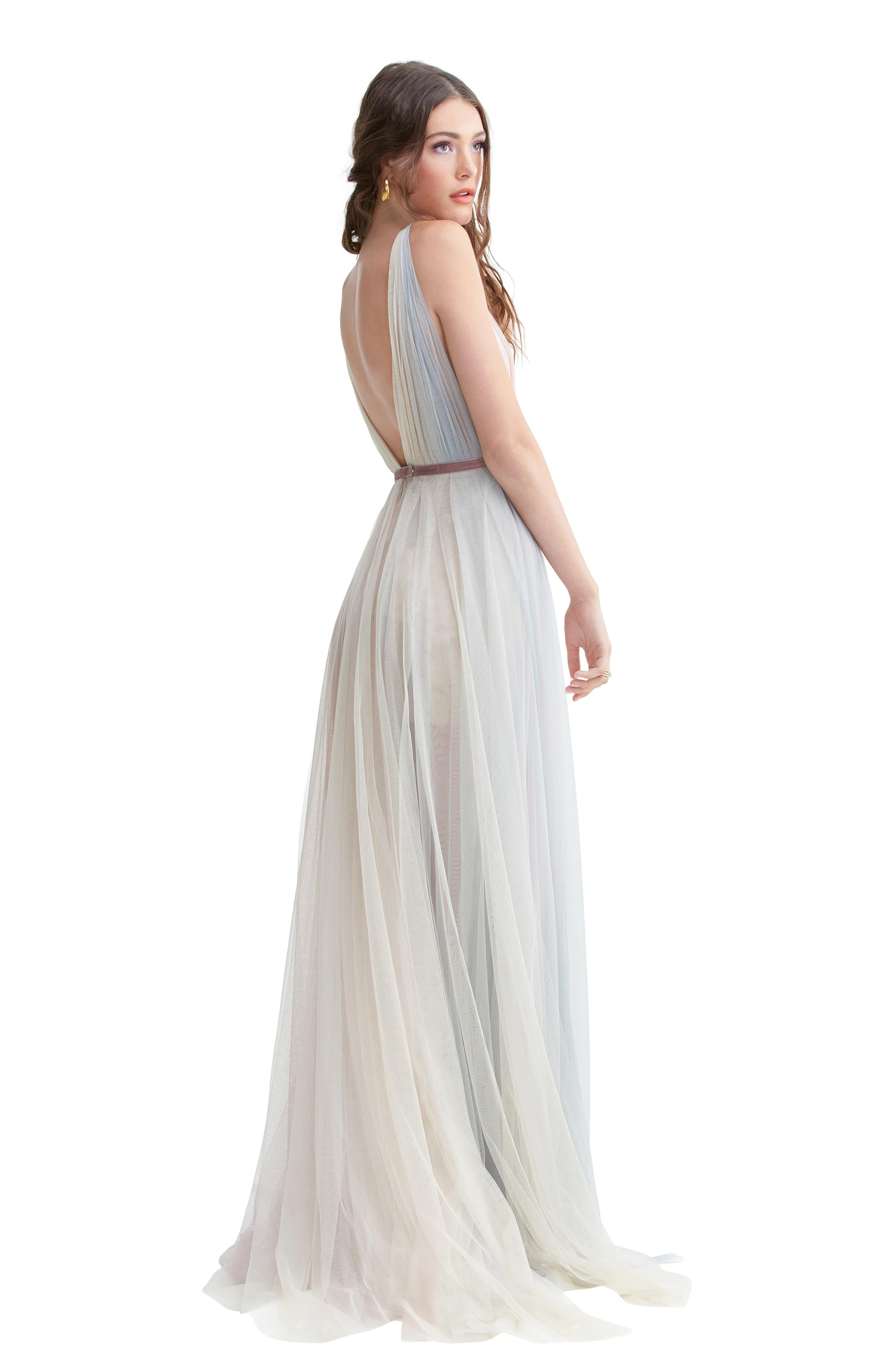 rainbow tulle wedding dress