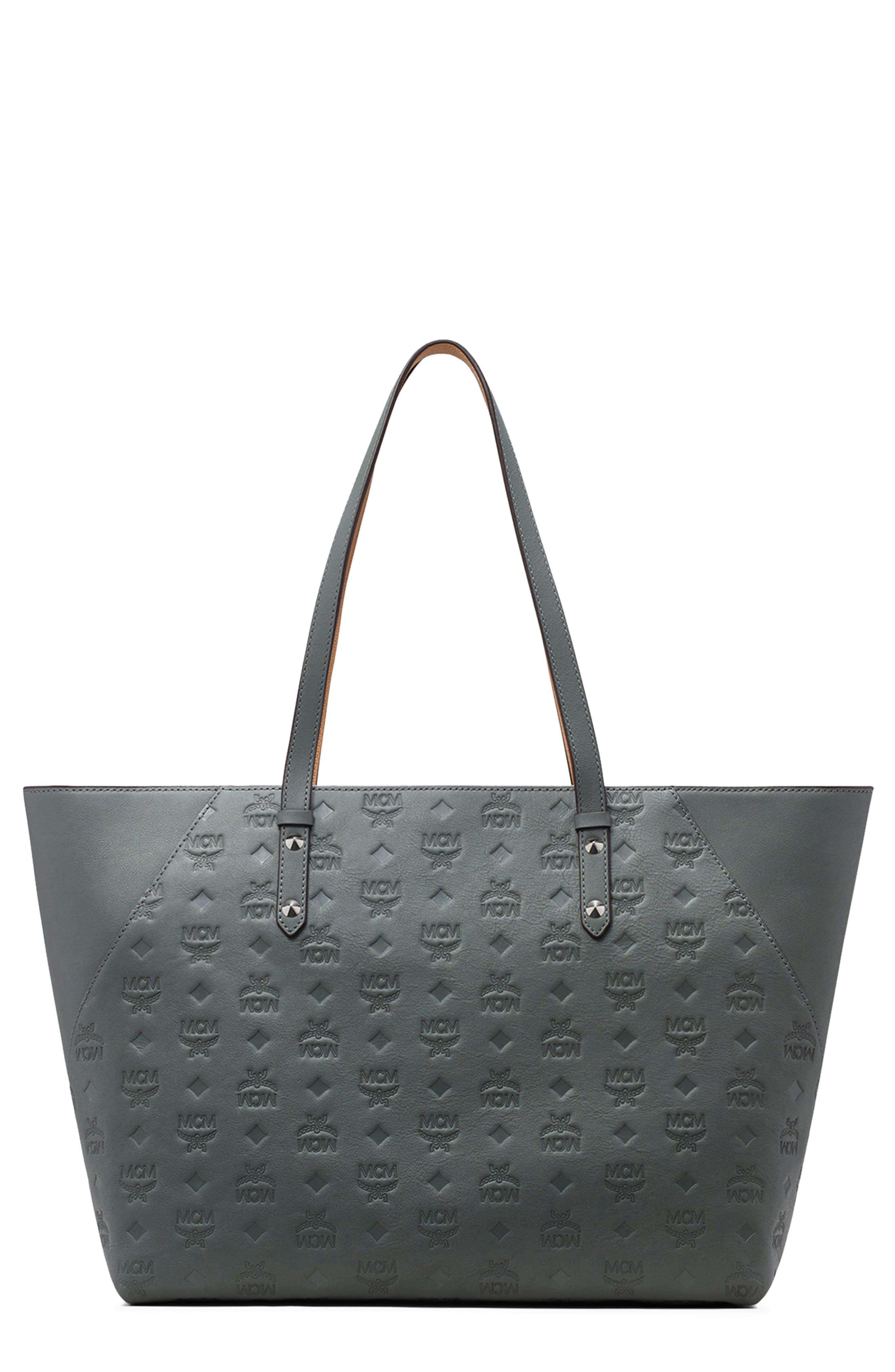 MCM Klara Monogram Shopper In Leather in Charcoal (Gray) - Lyst