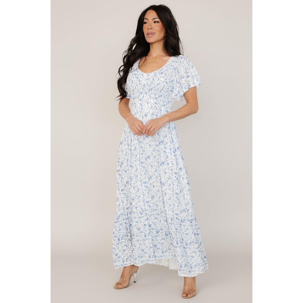 baltic born white dress Womens Marseille Embossed Maxi | Feathered fabric and smocked bodice add movement Baltic Born | Dresses |
