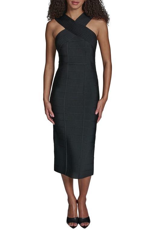 bcbg black bandage dress BCBG Women's Black Bandage Midi Dress - Black/Black Foil