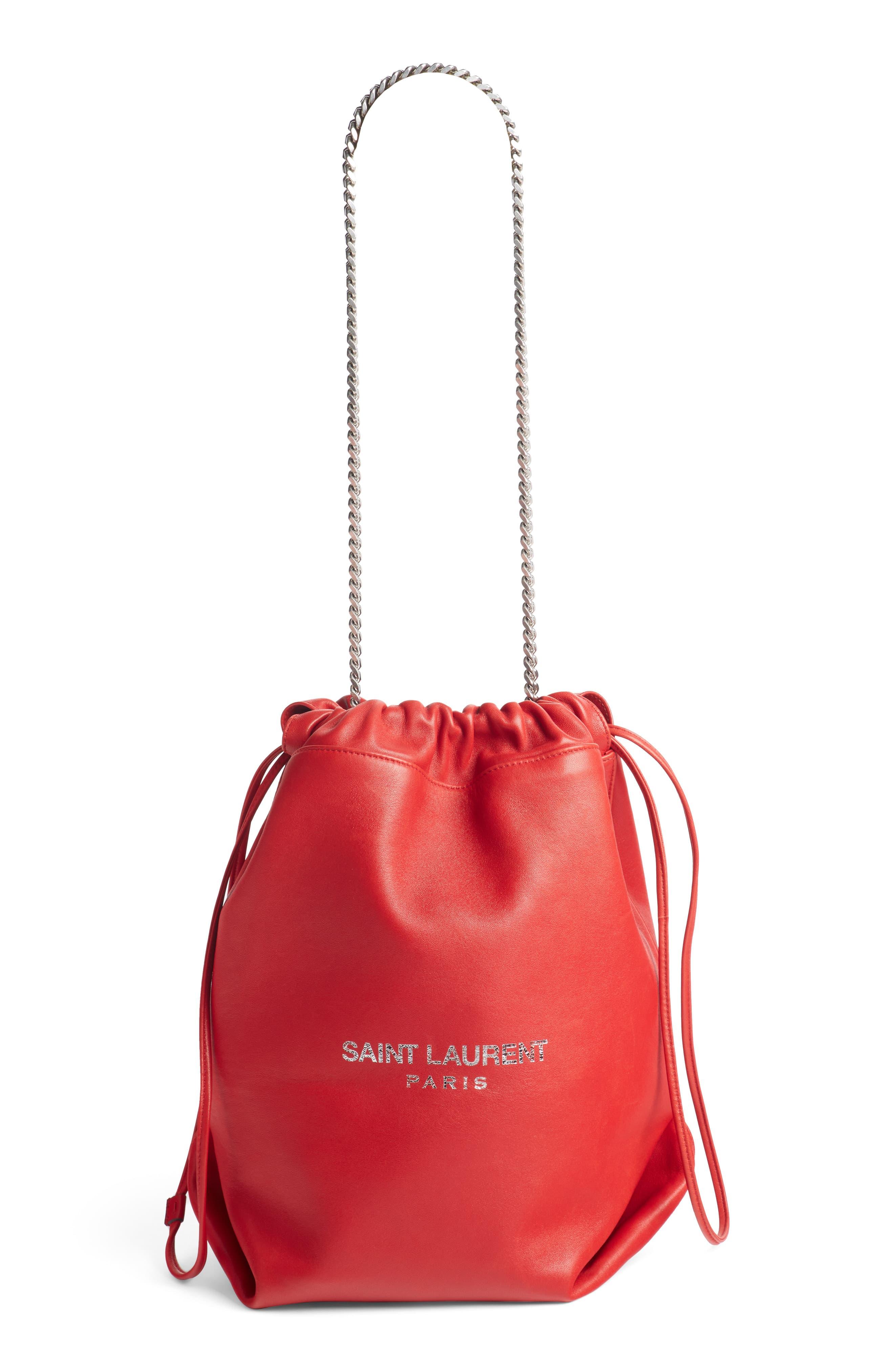 Saint Laurent Teddy Leather Bucket Bag in Red Lyst