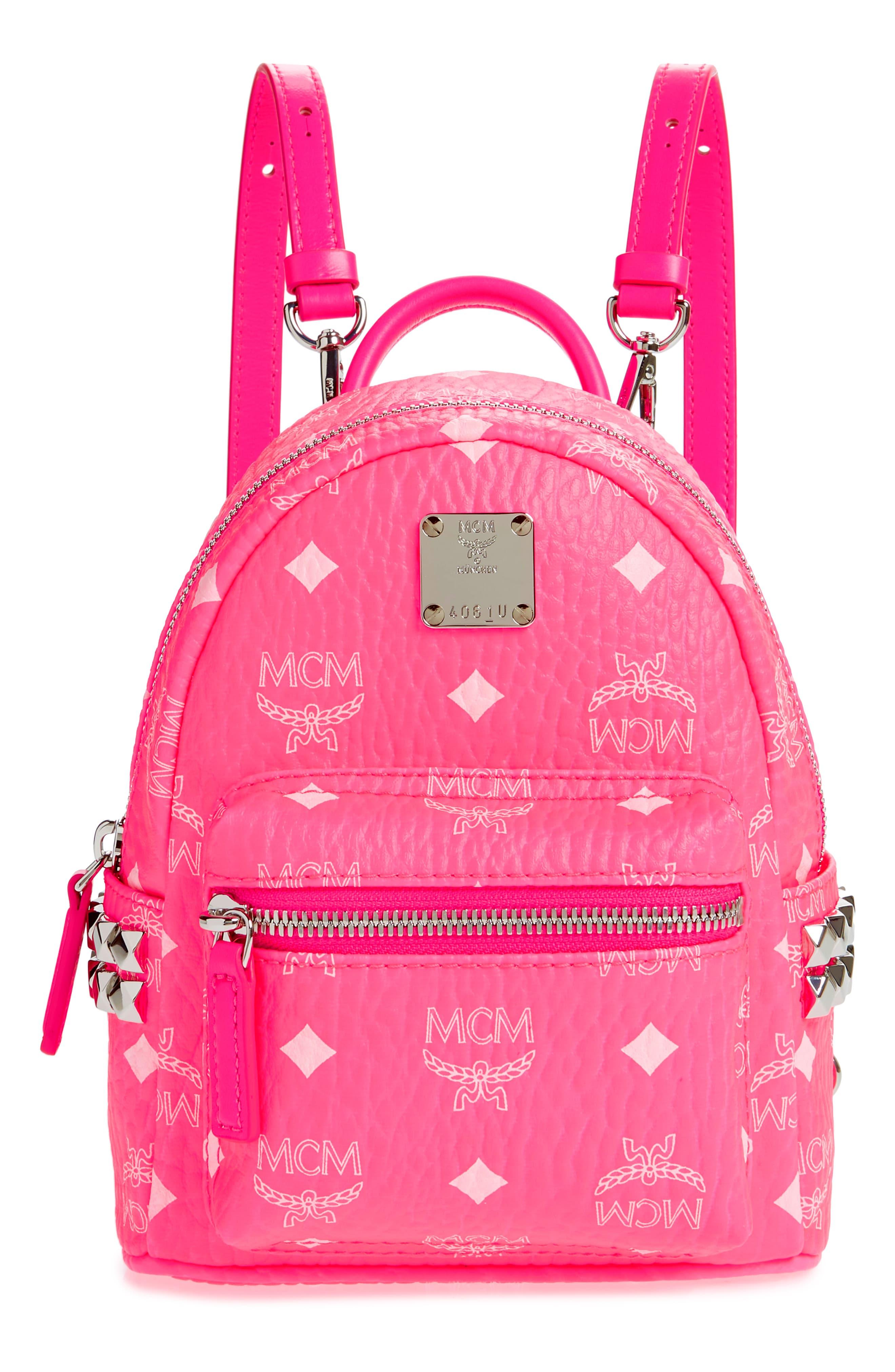 MCM Stark 20 Visetos Neon Coated Canvas Backpack in Neon Pink (Pink) - Lyst