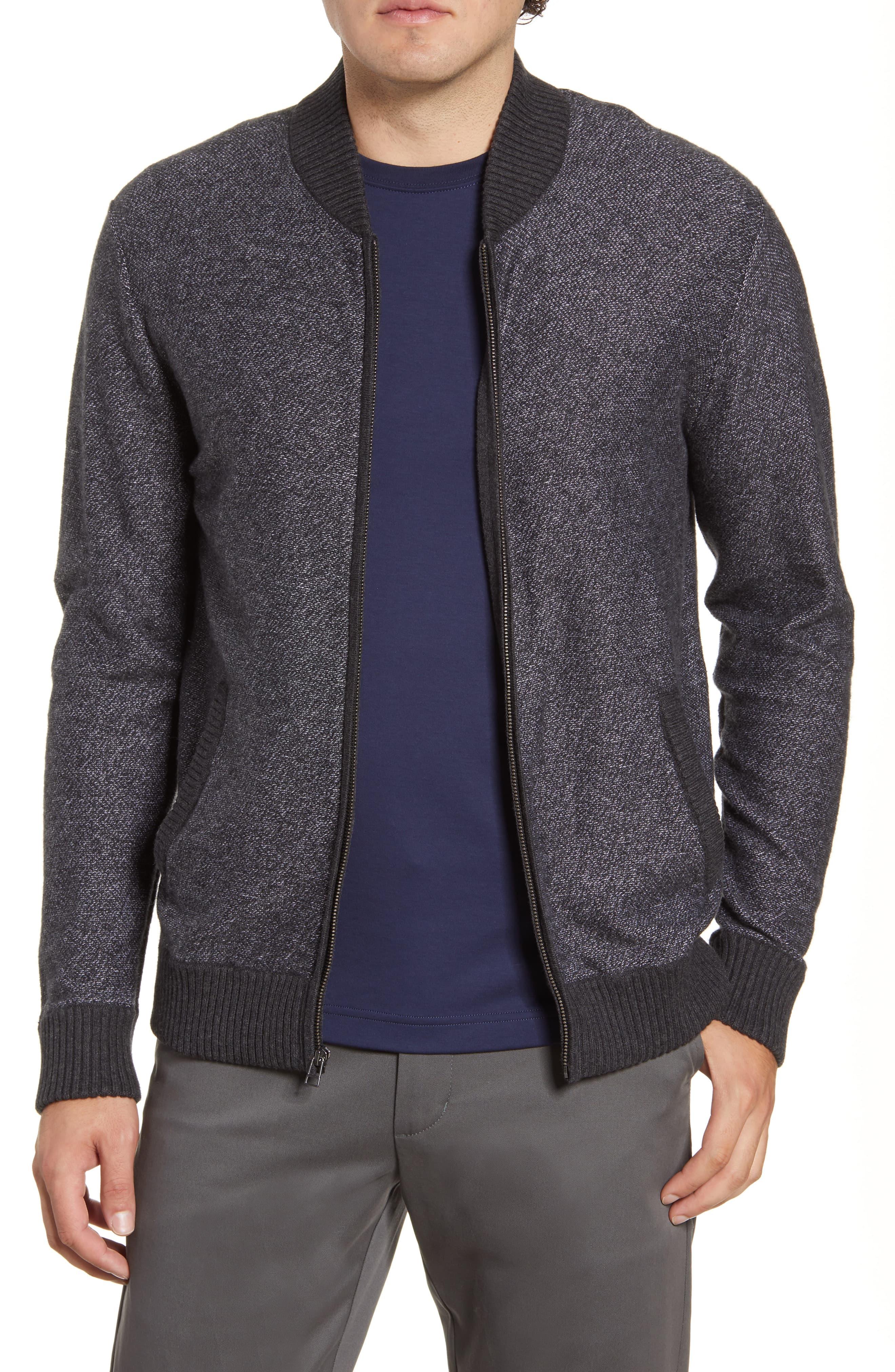 Bonobos Cotton & Cashmere Bomber Sweater in Charcoal (Gray) for Men Lyst