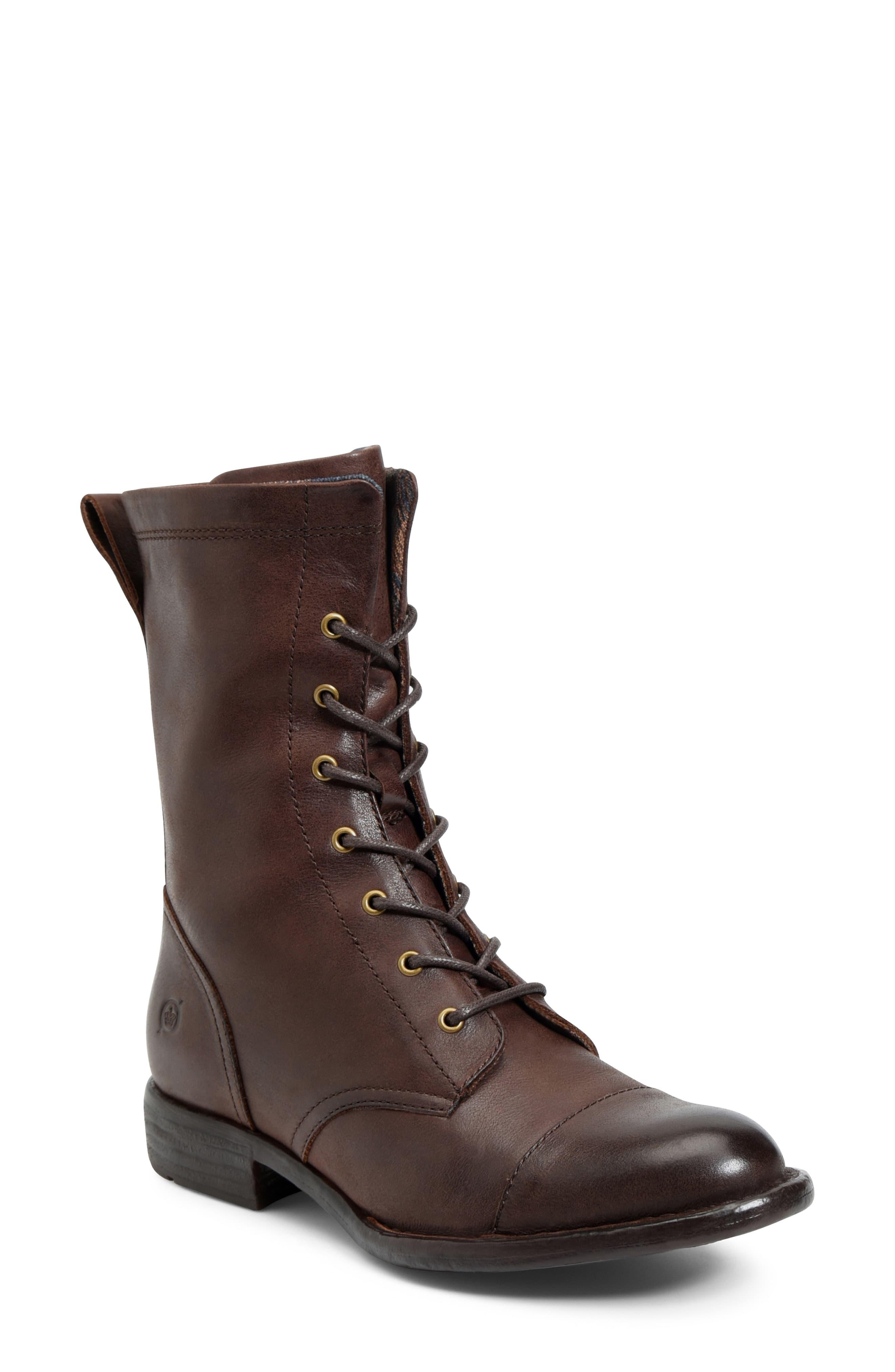 Born Børn Neon Laceup Boot in Dark Brown Leather (Brown) Lyst
