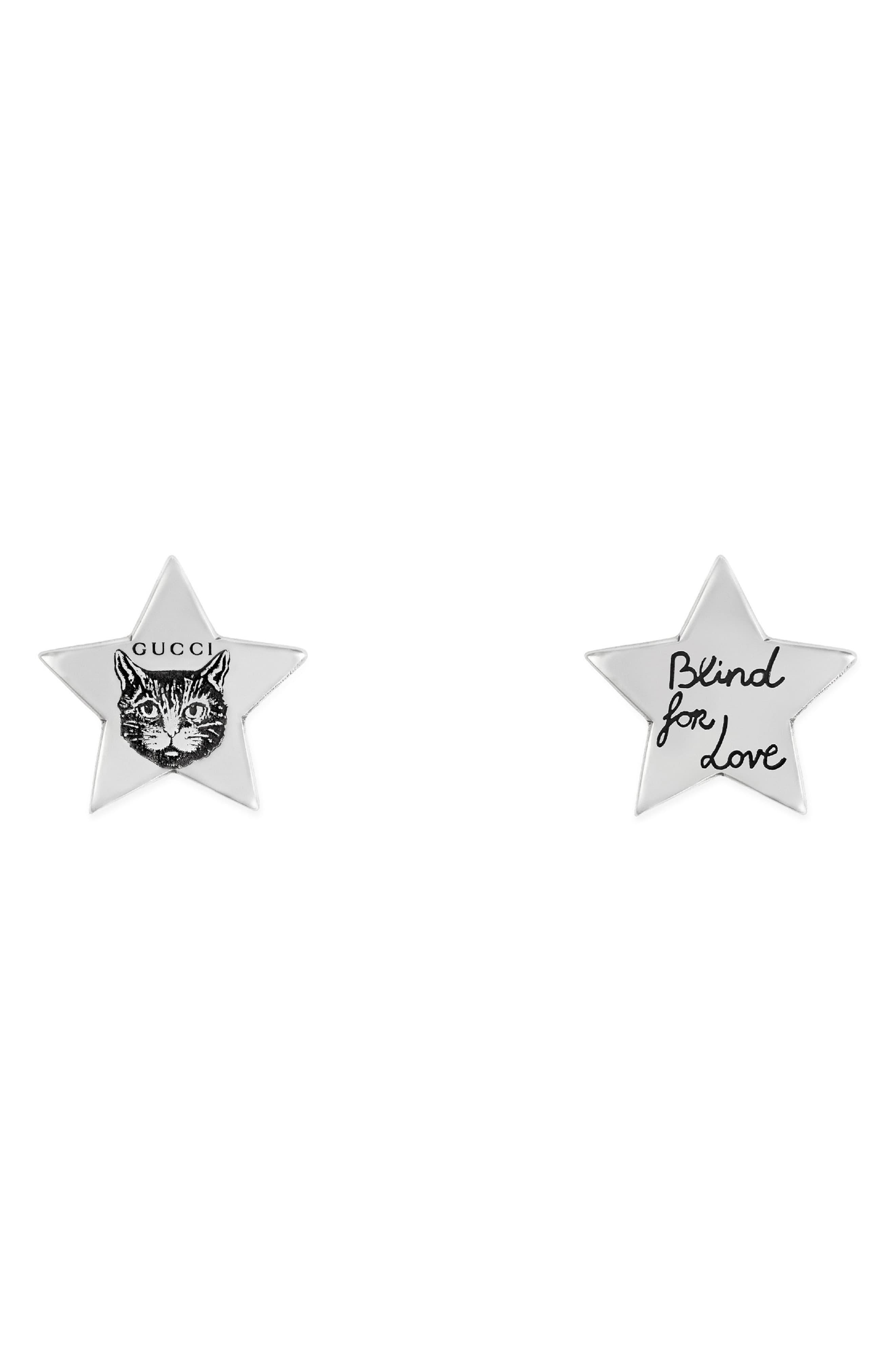 Gucci Star 'blind For Love' Stud Earrings in Metallic | Lyst