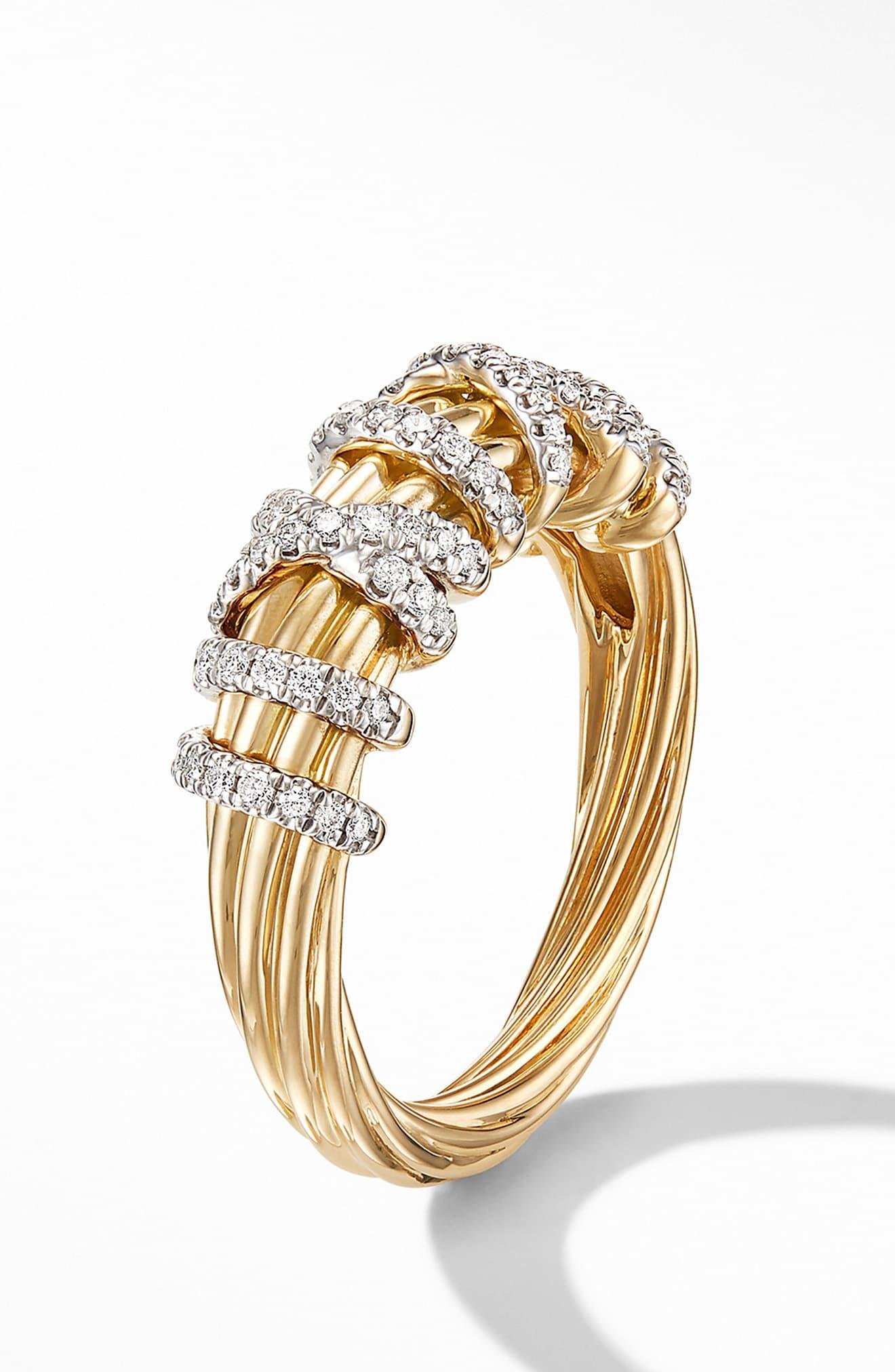 David Yurman Helena Small 18k Yellow Gold Ring With Diamonds in Gold