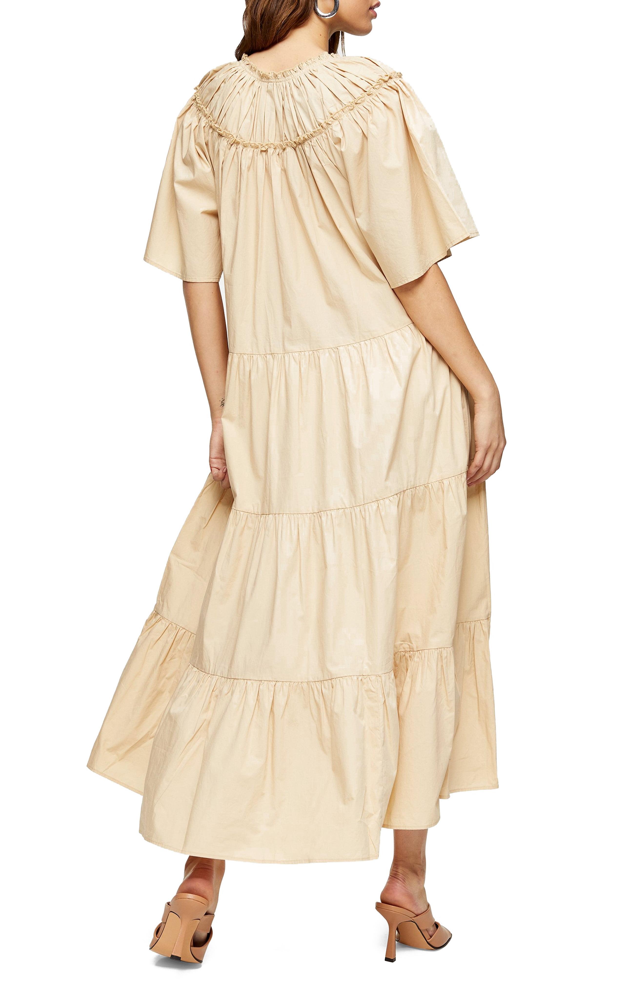 topshop poplin smock mini dress in white