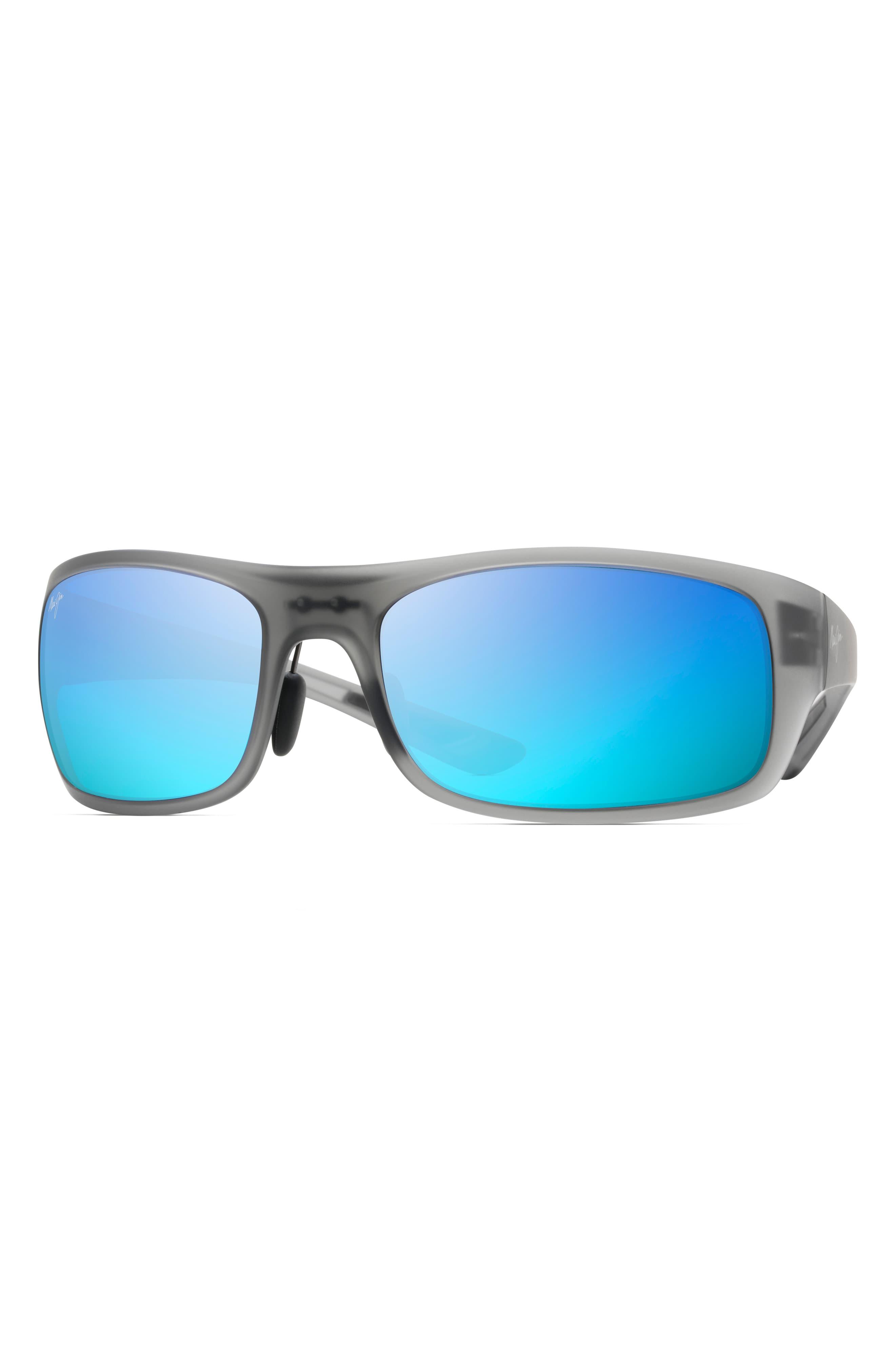 Maui Jim Big Wave 67mm Polarized Wraparound Sunglasses Trans Matte Grey in Gray for Men Lyst