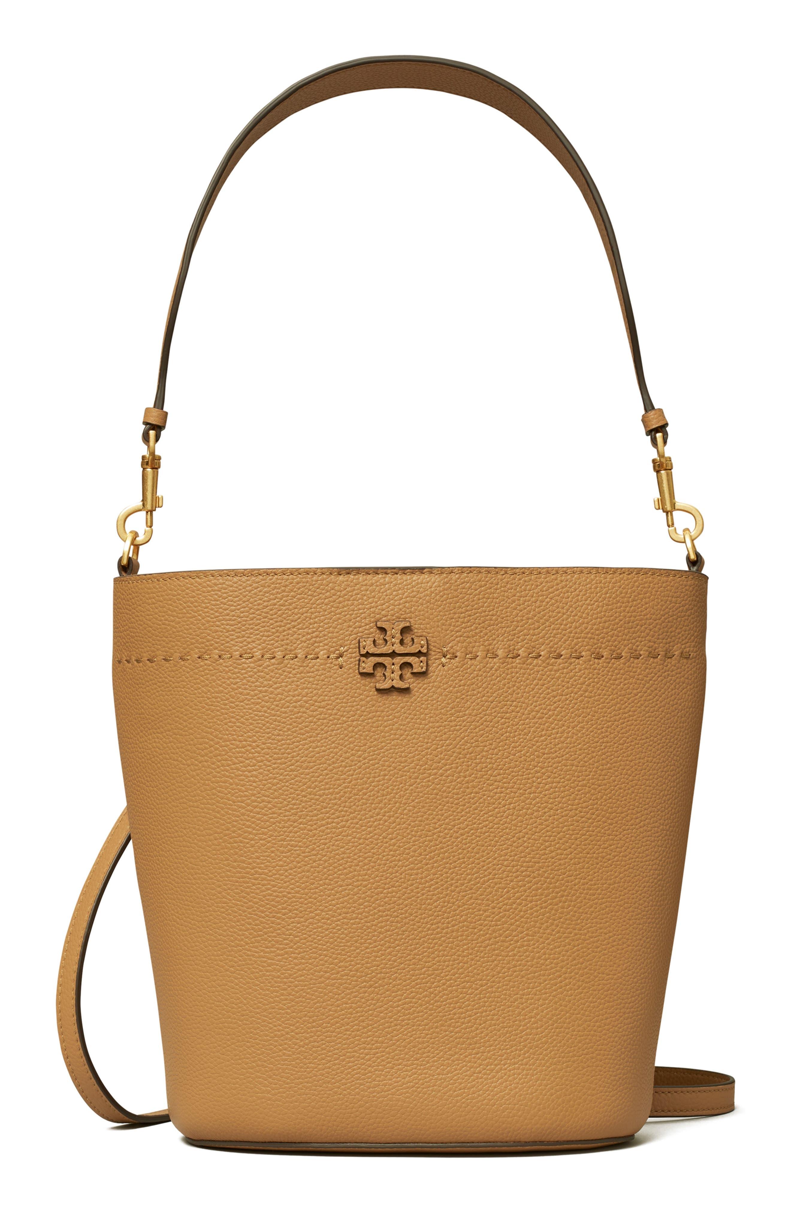 Tory Burch Mcgraw Leather Bucket Bag in Brown | Lyst