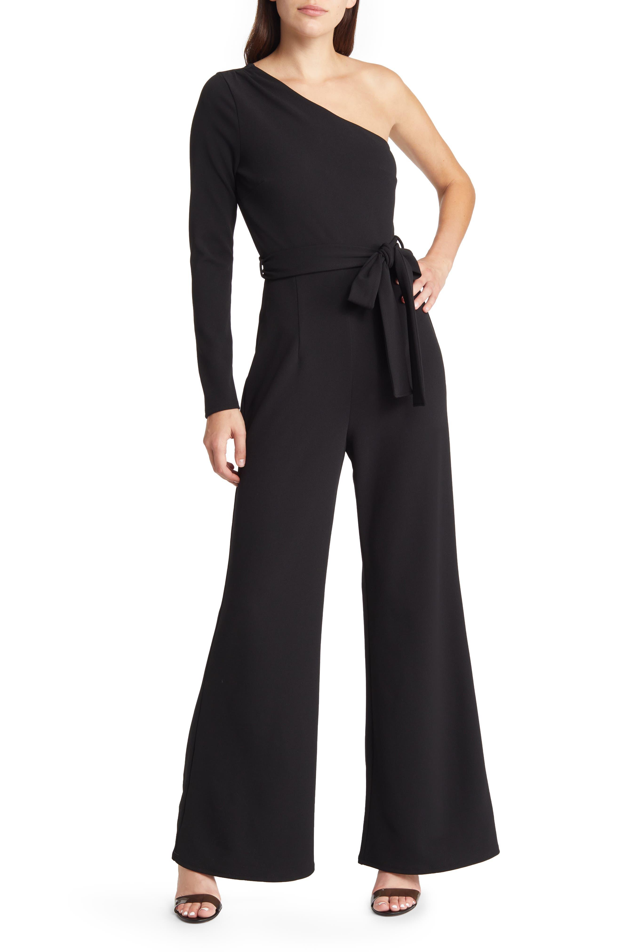 Lulus Peak Of Perfection One-shoulder Wide Leg Jumpsuit in Black | Lyst