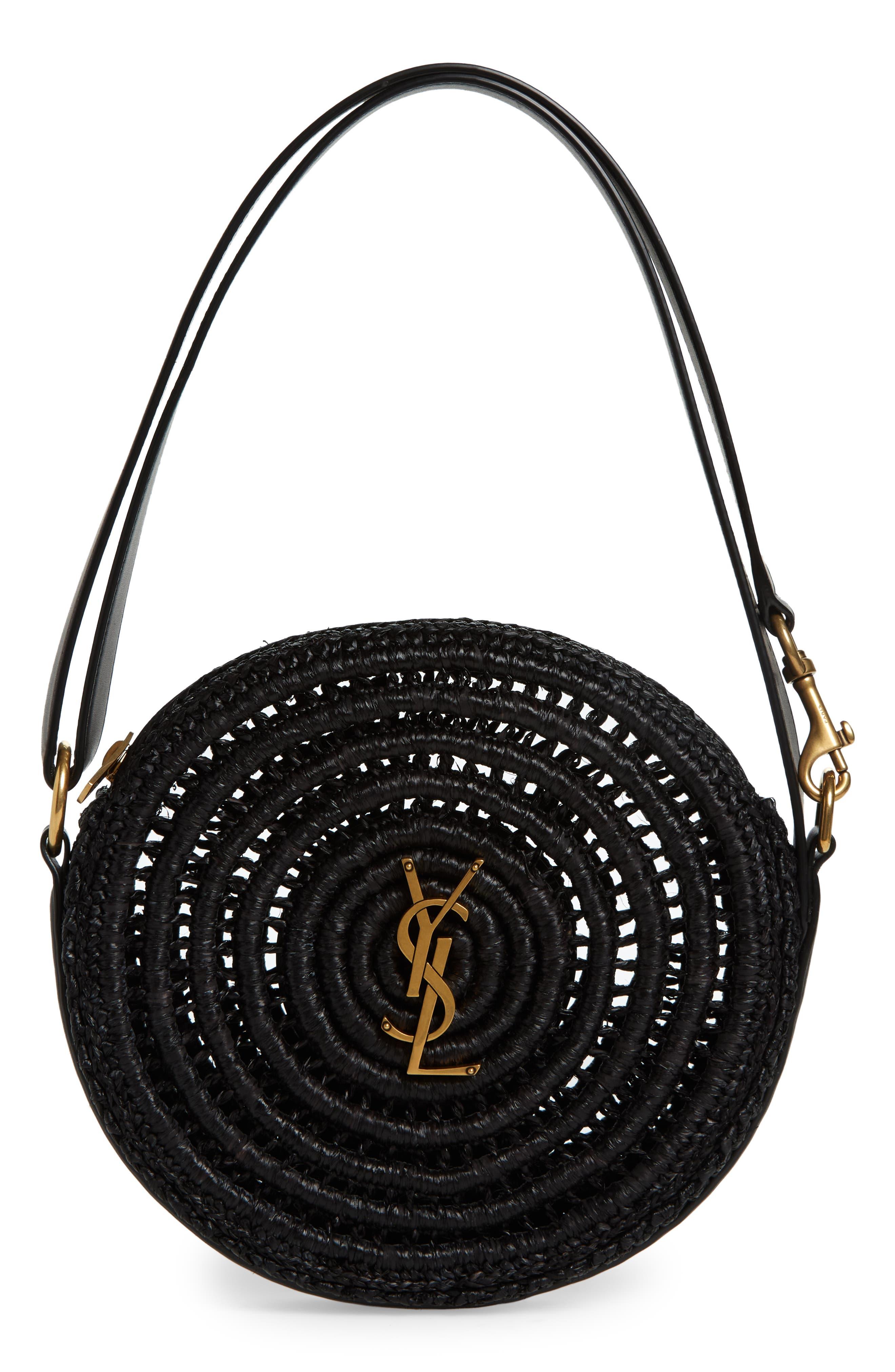 Saint Laurent Woven Raffia Round Camera Bag in Black Lyst