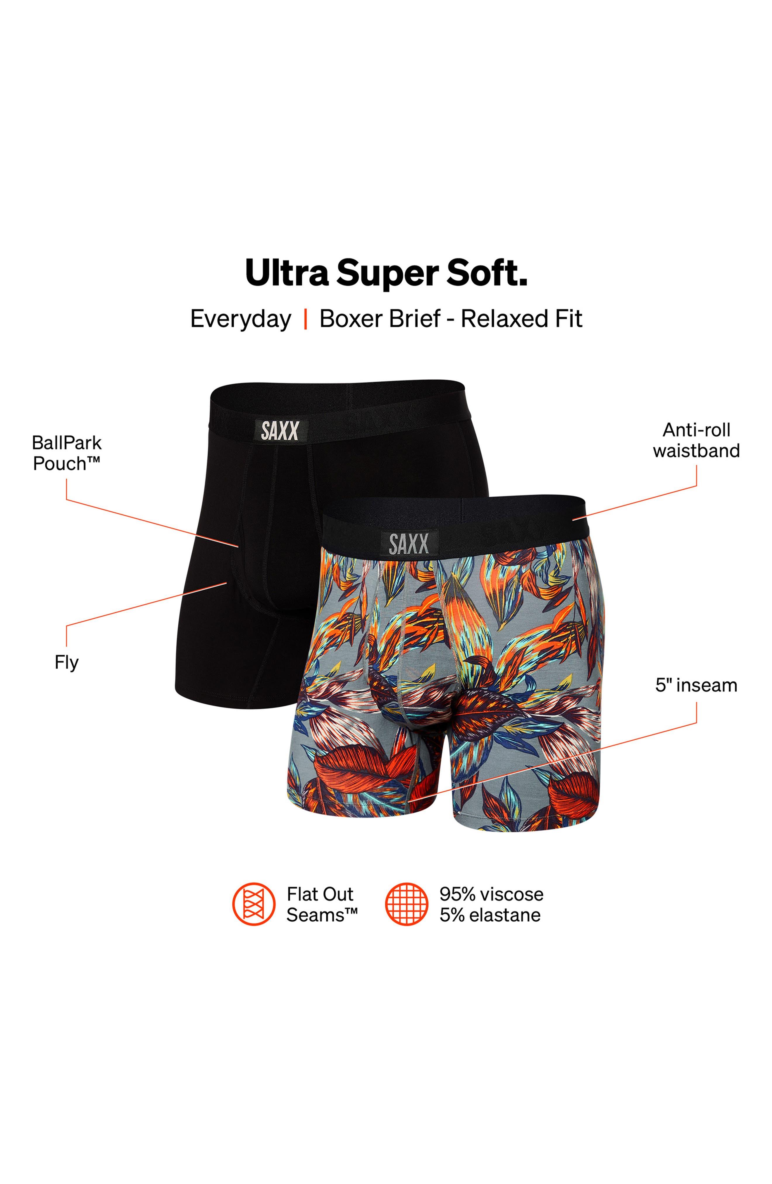 Saxx Underwear Co. Ultra Super Soft 2-pack Relaxed Fit Boxer Briefs in  Black for Men
