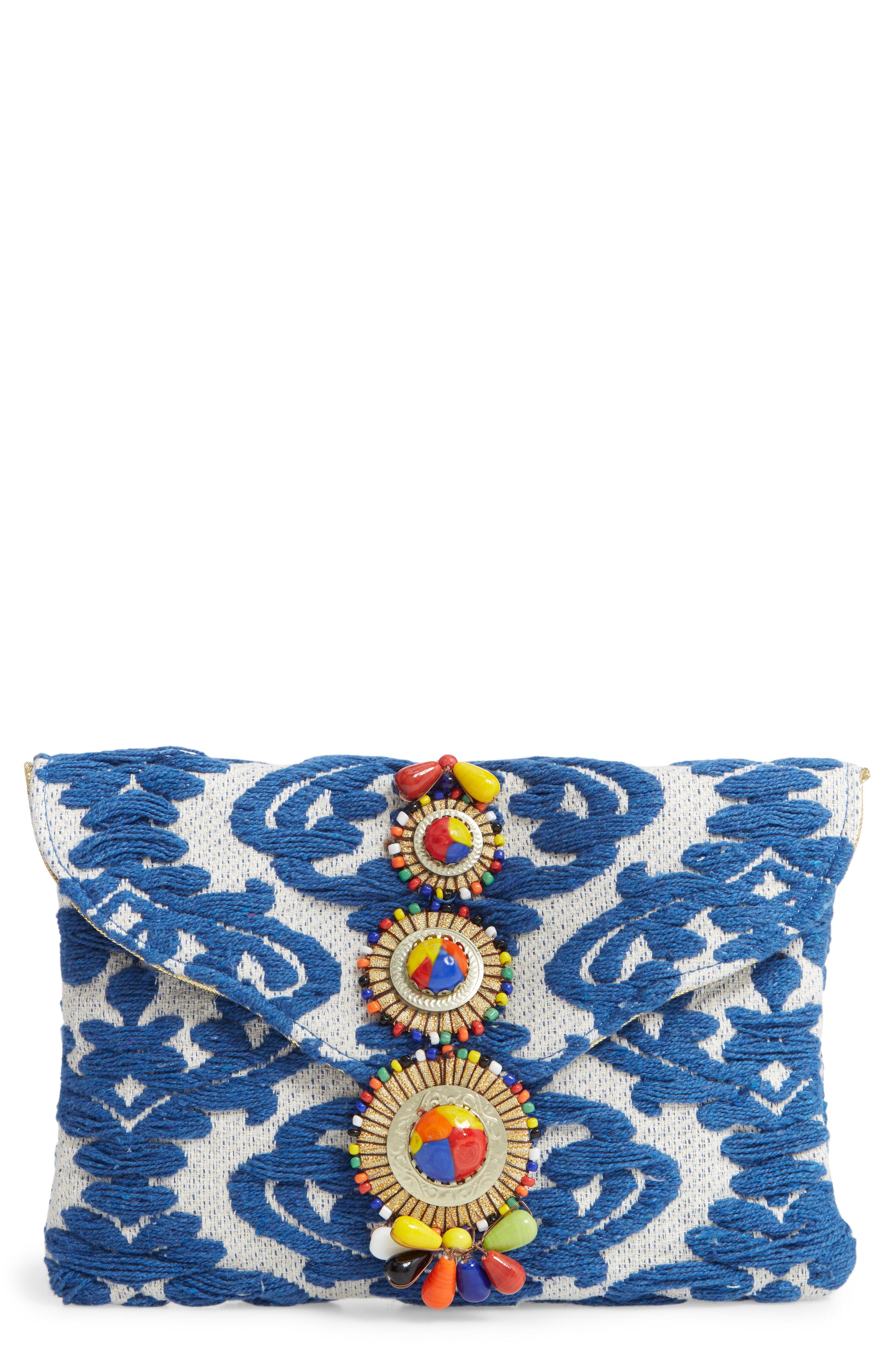 steve madden embroidered clutch
