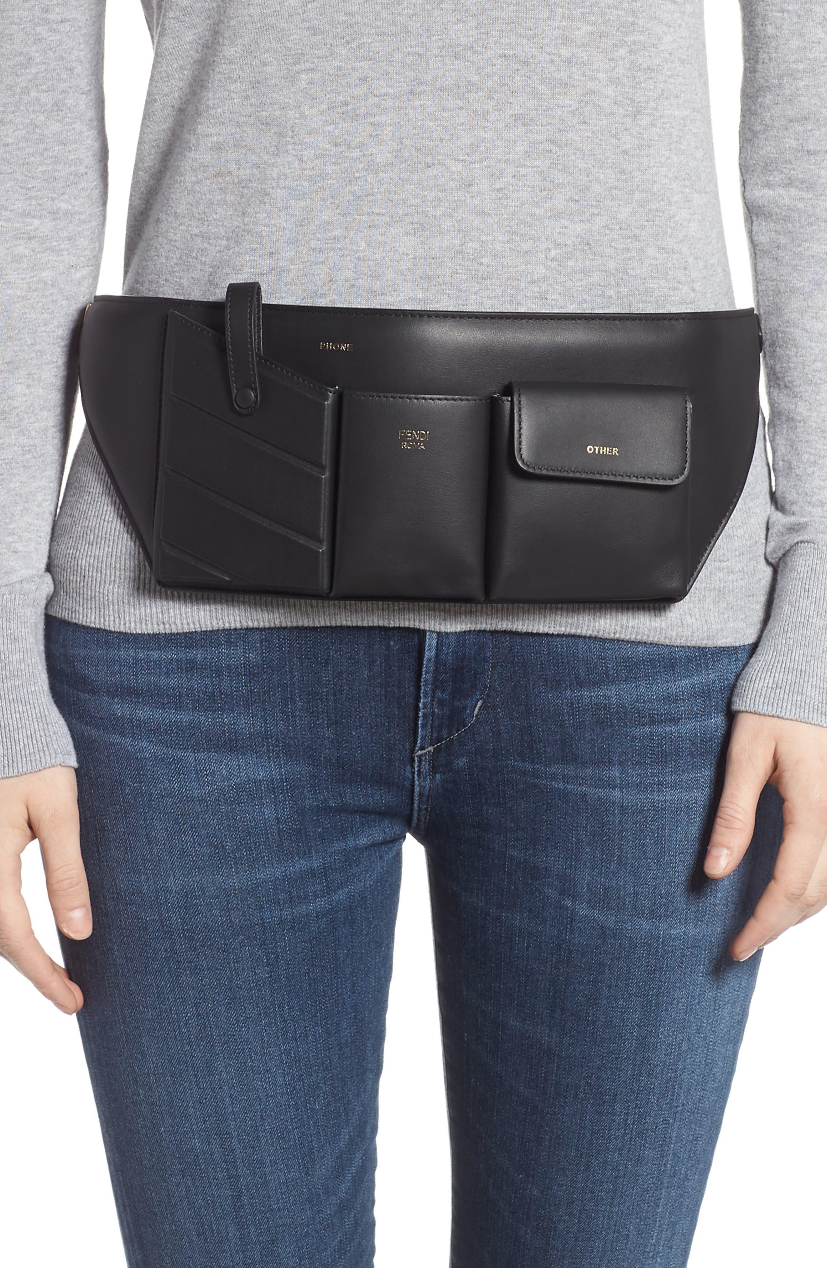Fendi Leather Pocket Belt Bag in Black 