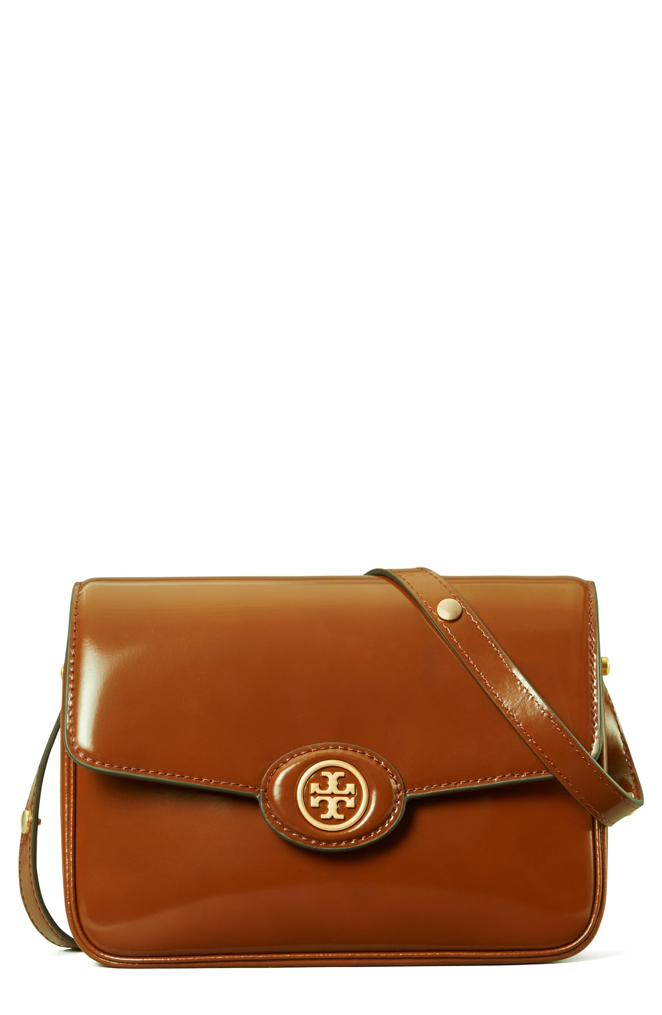 Tory Burch Robinson Spazzolato Shoulder Bag in Brown Lyst