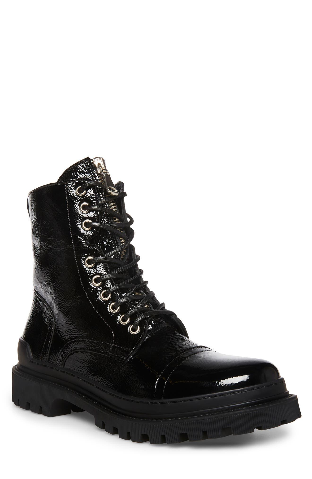 Steve Madden Guard Patent Leather Combat Boot in Black for Men Lyst