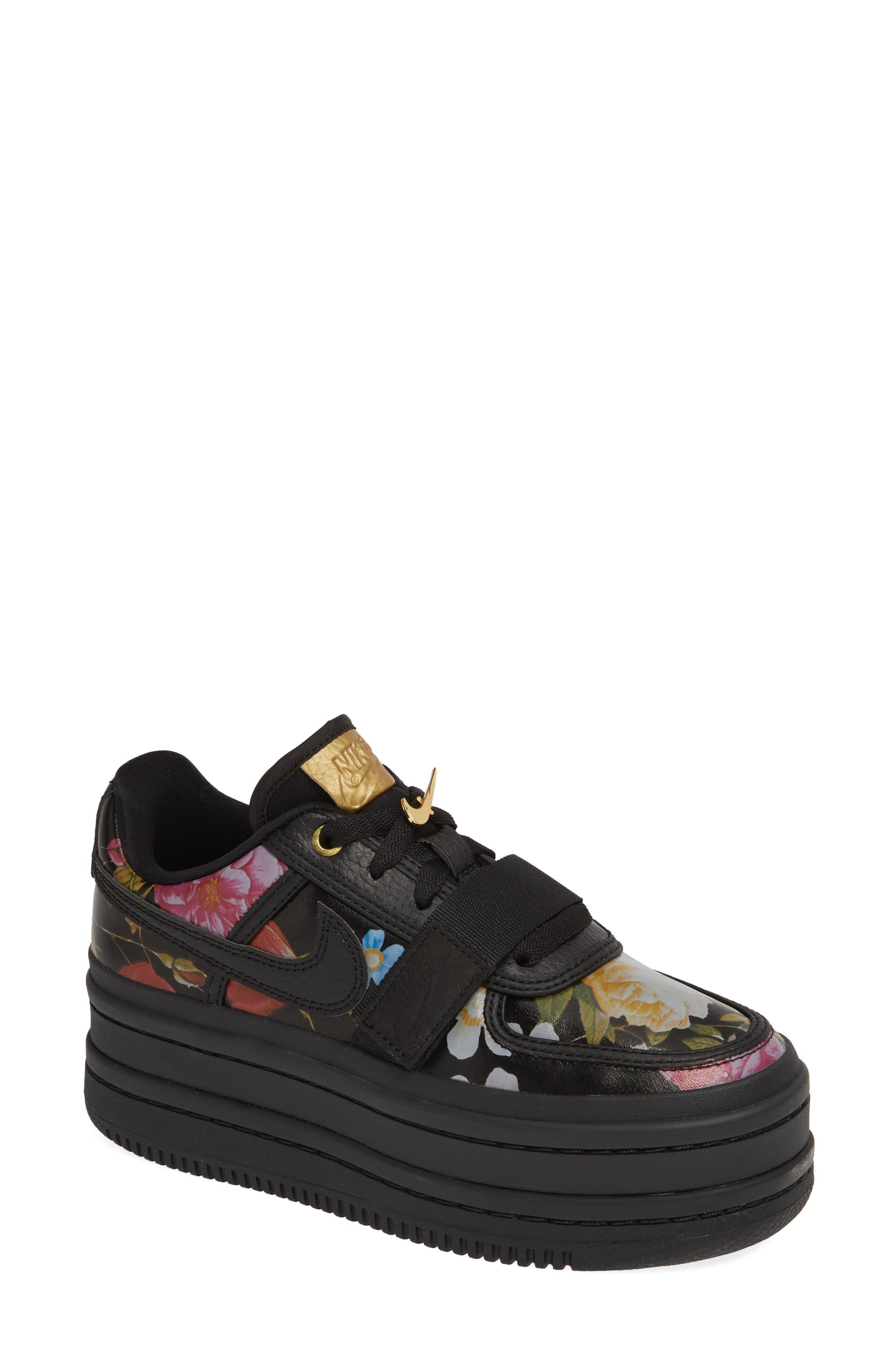 nike platform sneakers black and gold