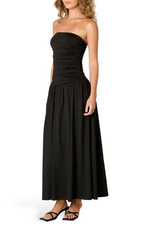 Nia Santal Strapless Dress in Black | Lyst