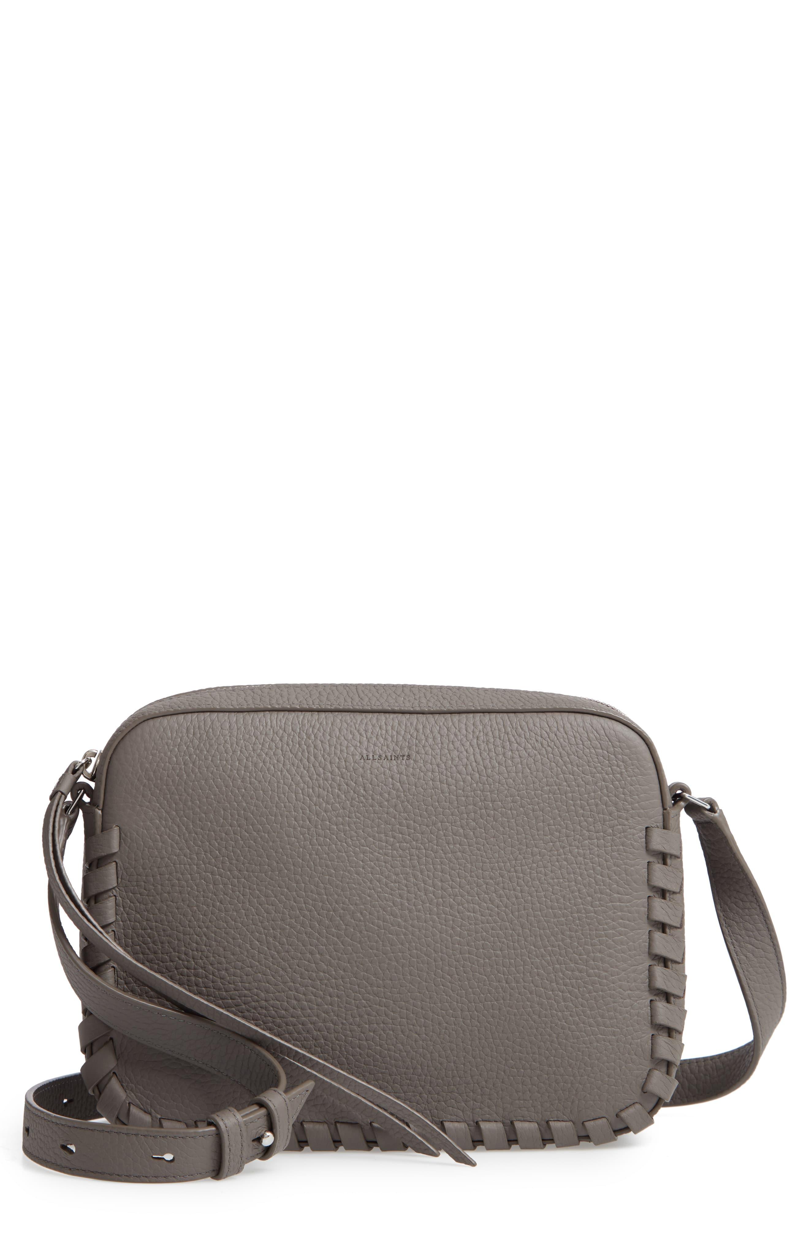 AllSaints Kepi Mini Leather Crossbody Bag in Gray - Lyst