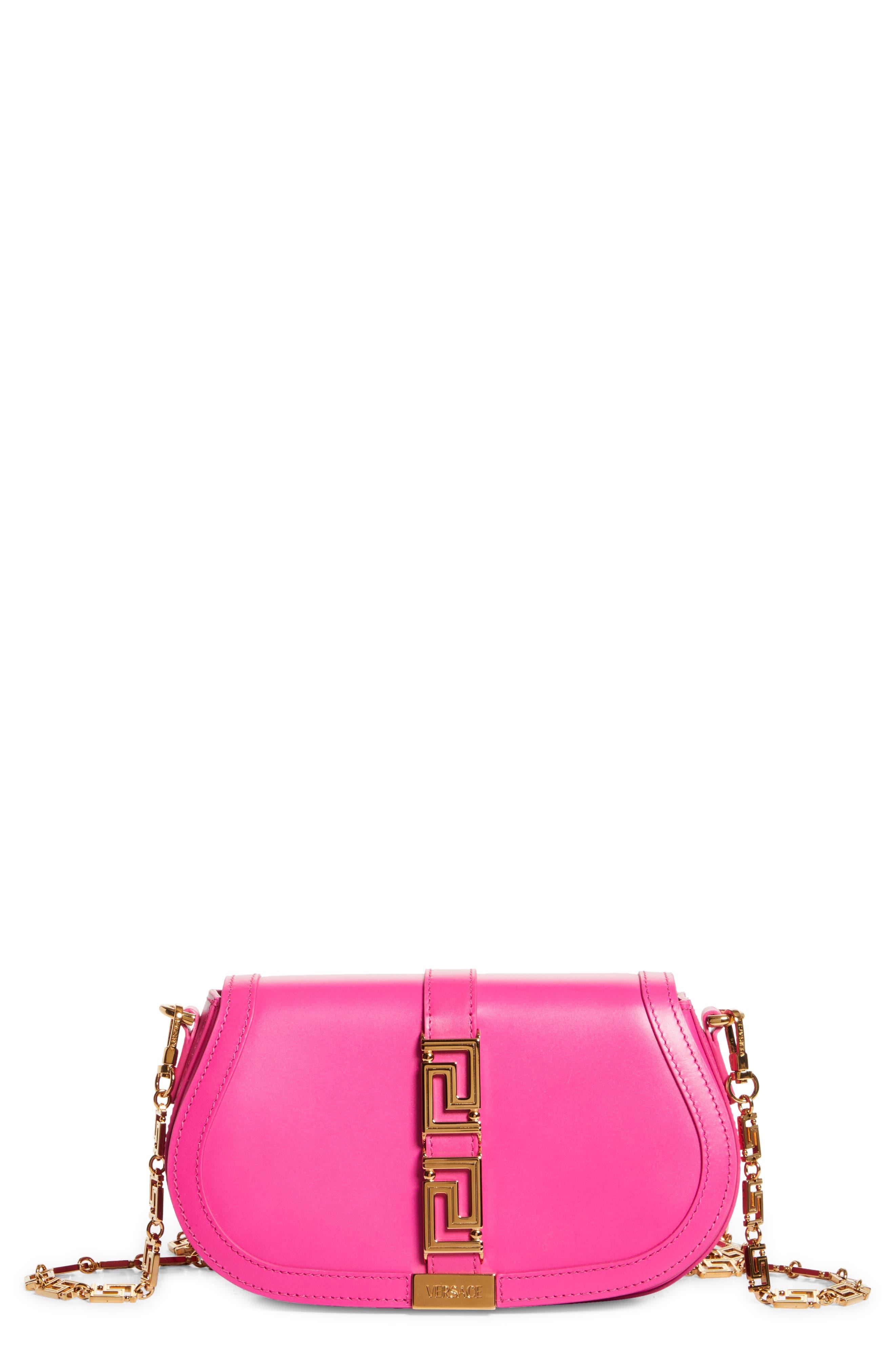 Versace Medium Greca Goddess Leather Shoulder Bag in Pink | Lyst