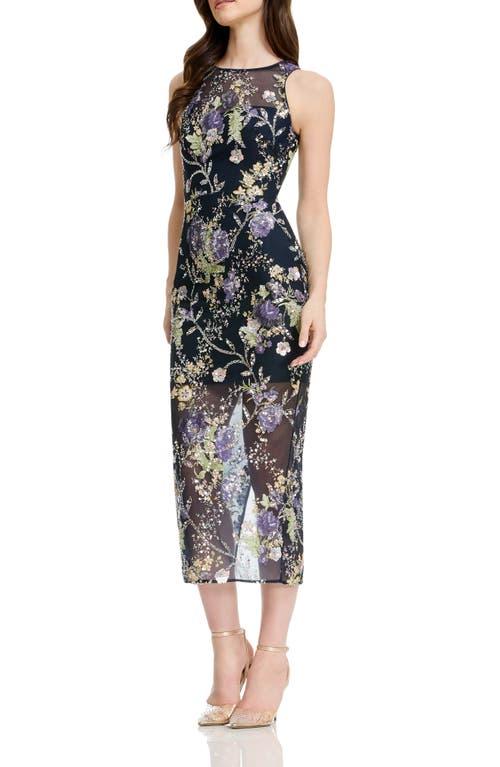 foxiedox velvet embroidered dress Emory Embroidered Silk-Velvet Gown in Black Blossom Embroidery Pink main image 0