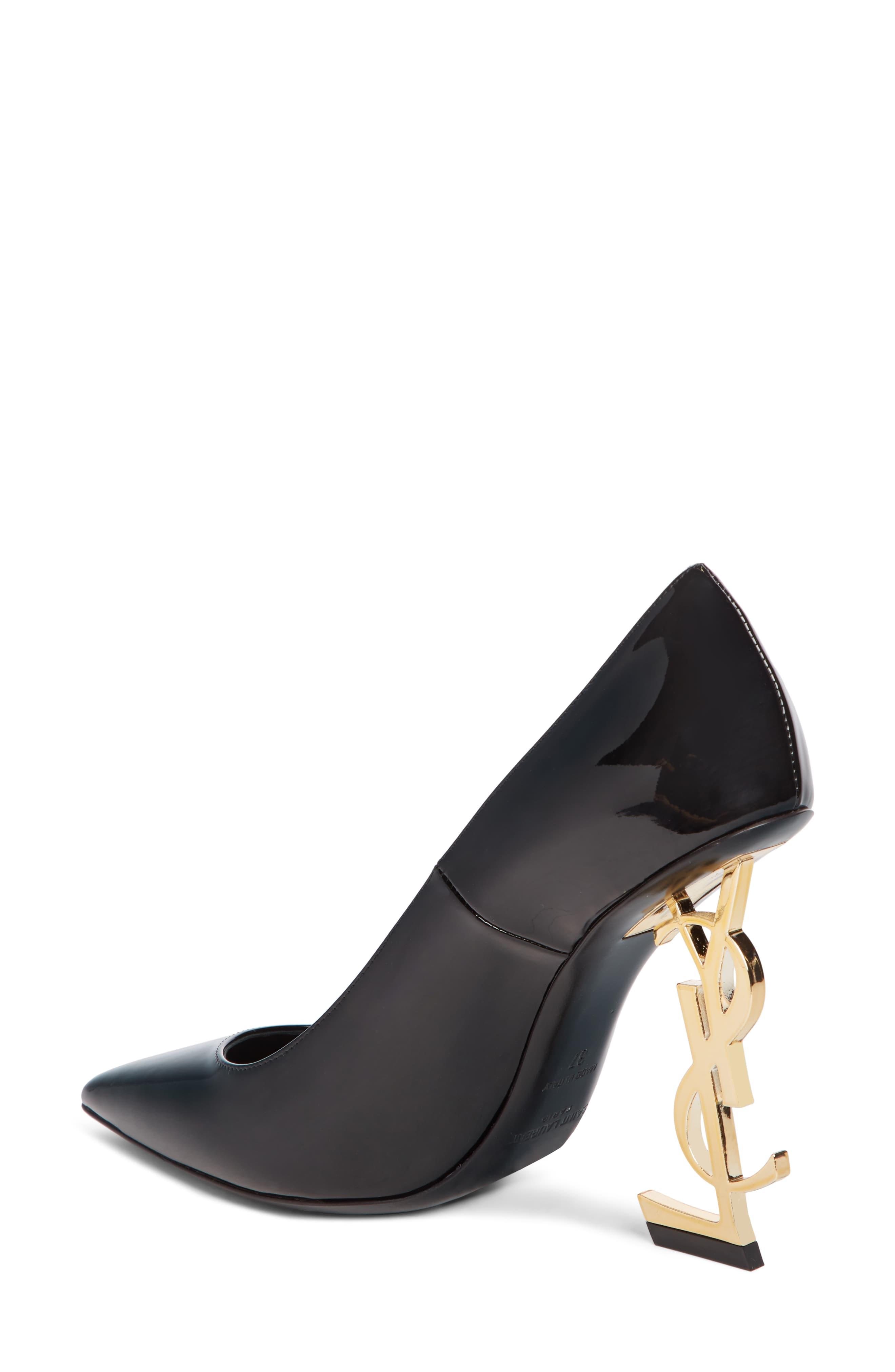 Saint Laurent Leather Opyum Ysl Pointed Toe Pump in Black Patent ...