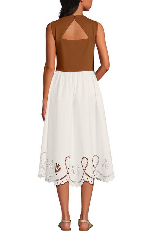 lands end embroidered dress Women's Poplin V-neck Embroidered Dress