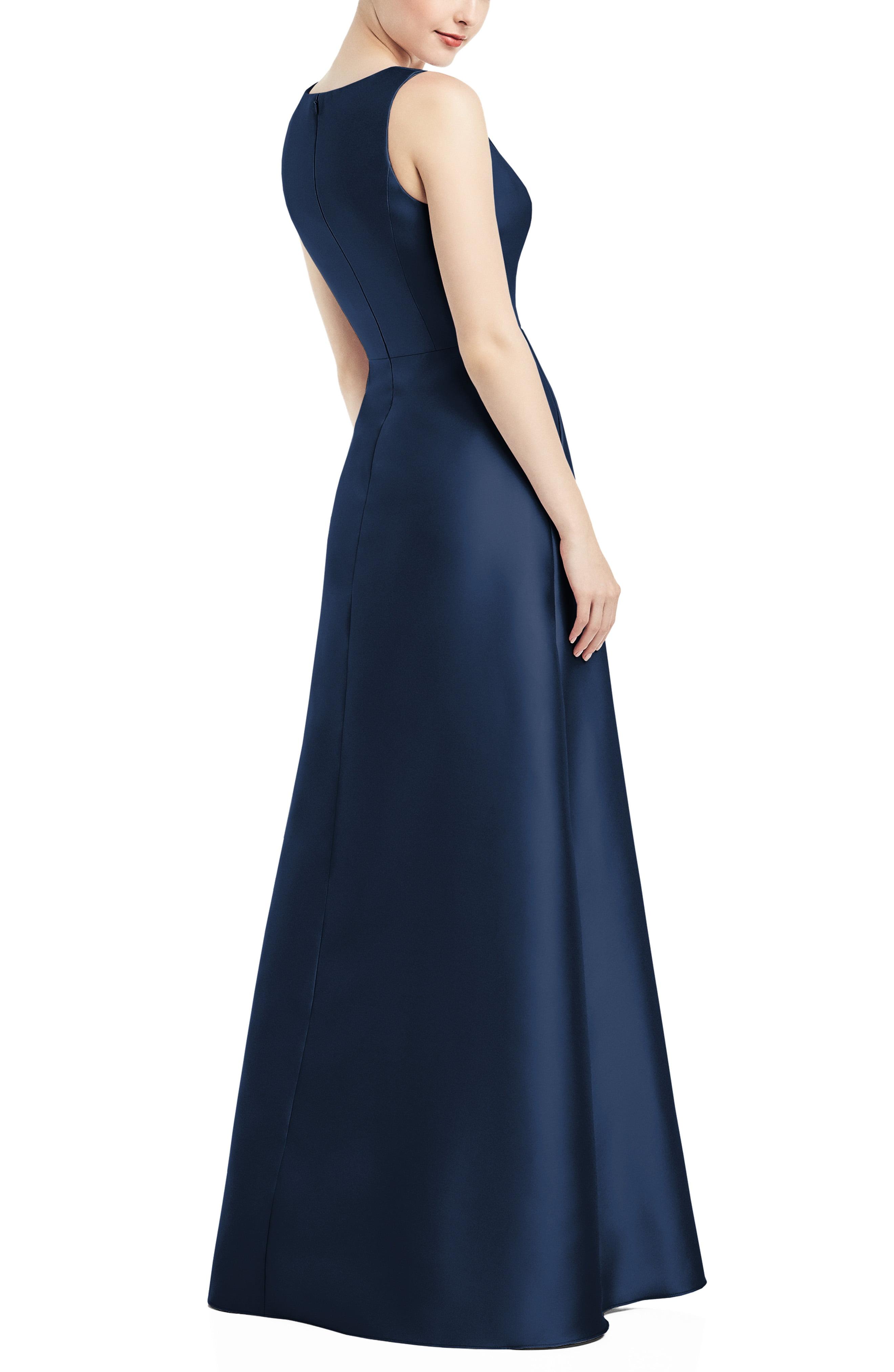 alfred sung satin a line gown