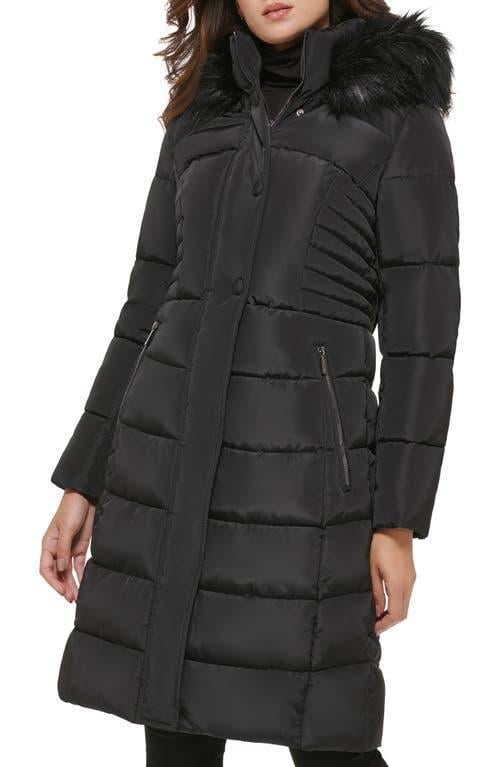 Kenneth Cole Memory Faux Fur Trim Hooded Puffer Coat in Black Lyst
