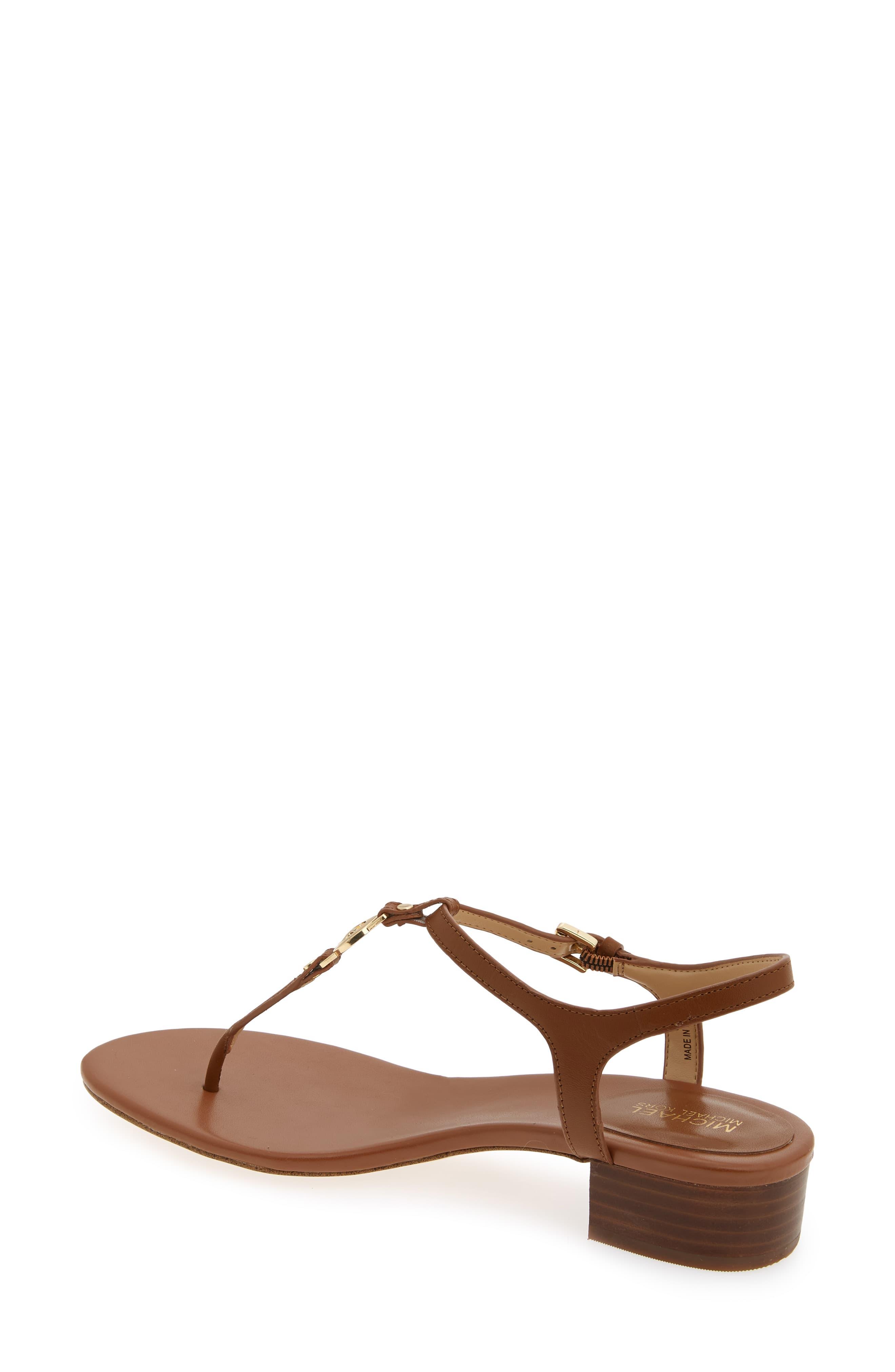MICHAEL Michael Kors Leather Cayla T-strap Sandal in Brown - Lyst