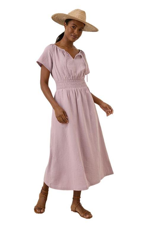 Pact Organic Cotton Coastal Double Gauze Boho Midi Dress in Pink | Lyst