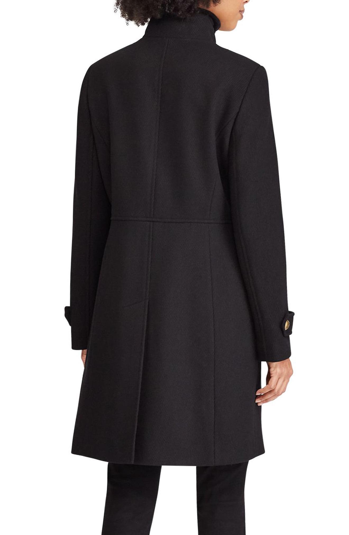 Lauren by Ralph Lauren Wool Blend Military Coat in Black - Lyst