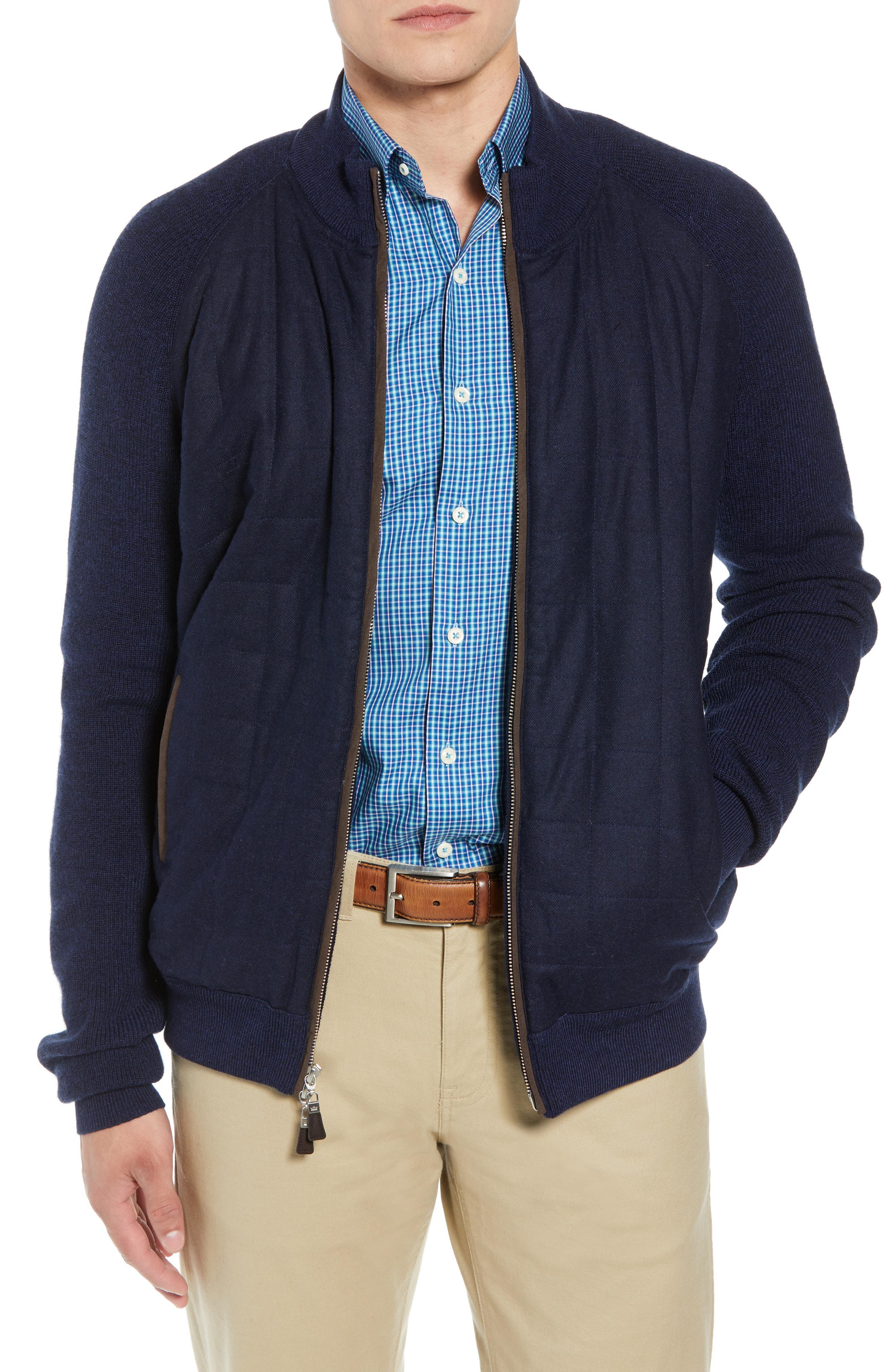 Peter Millar Wool Quilted Zip Jacket in Blue for Men - Lyst