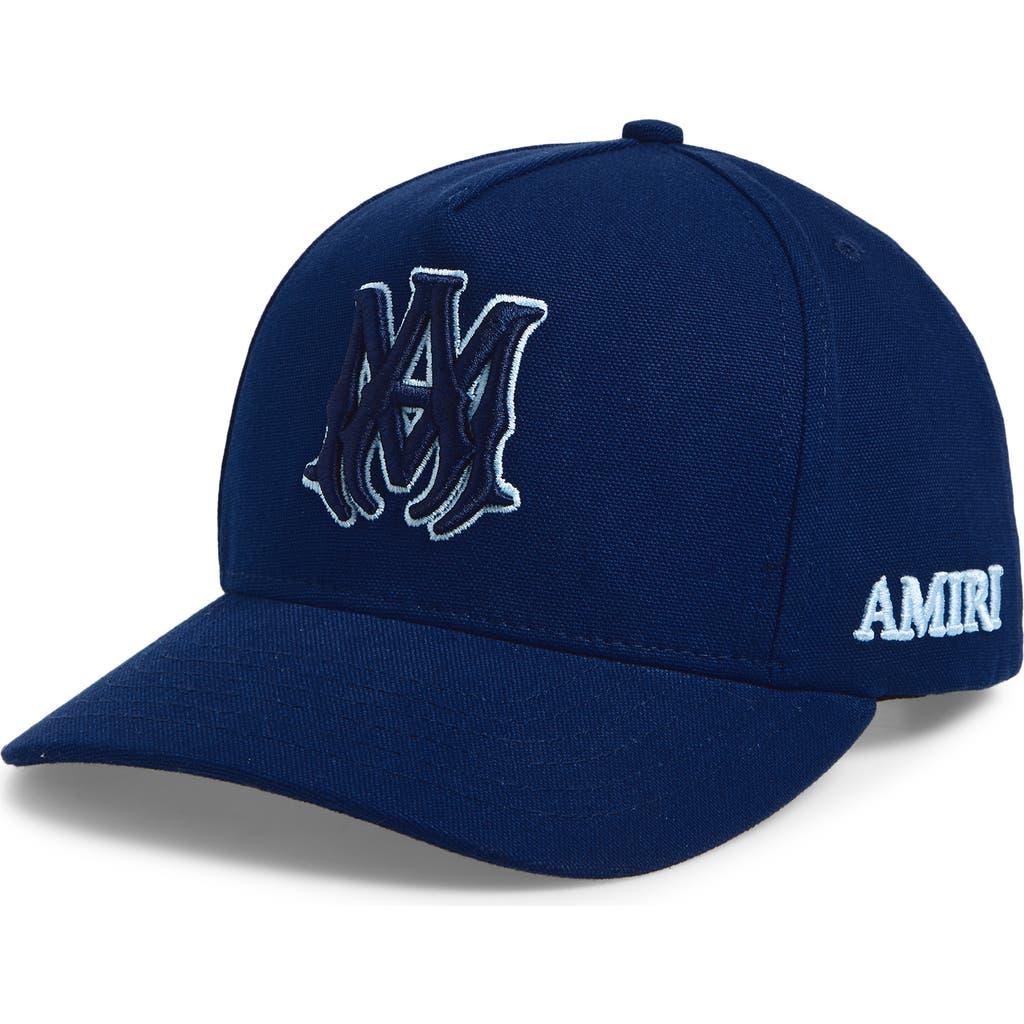 Amiri Ma Logo Cotton Canvas Snapback Baseball Cap in Blue  display picture 1