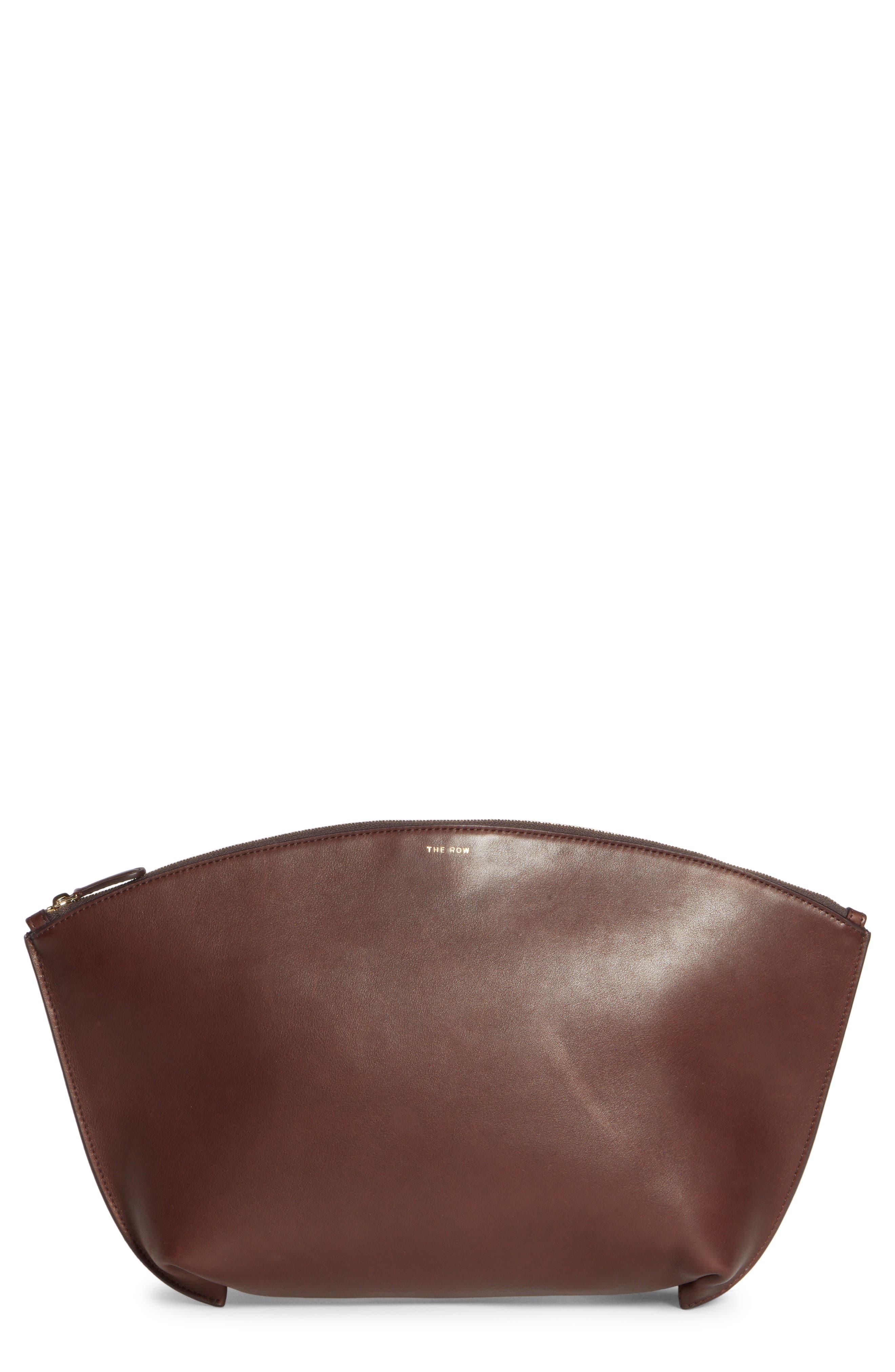 The Row Dante Leather Clutch in Brown Lyst