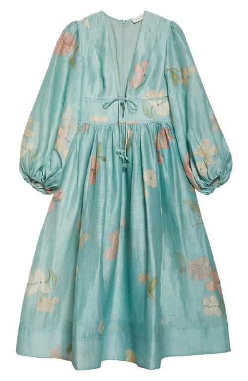 chinese dress ladies Zimmermann // White & Green Linen Amari Floral Dress – VSP Consignment