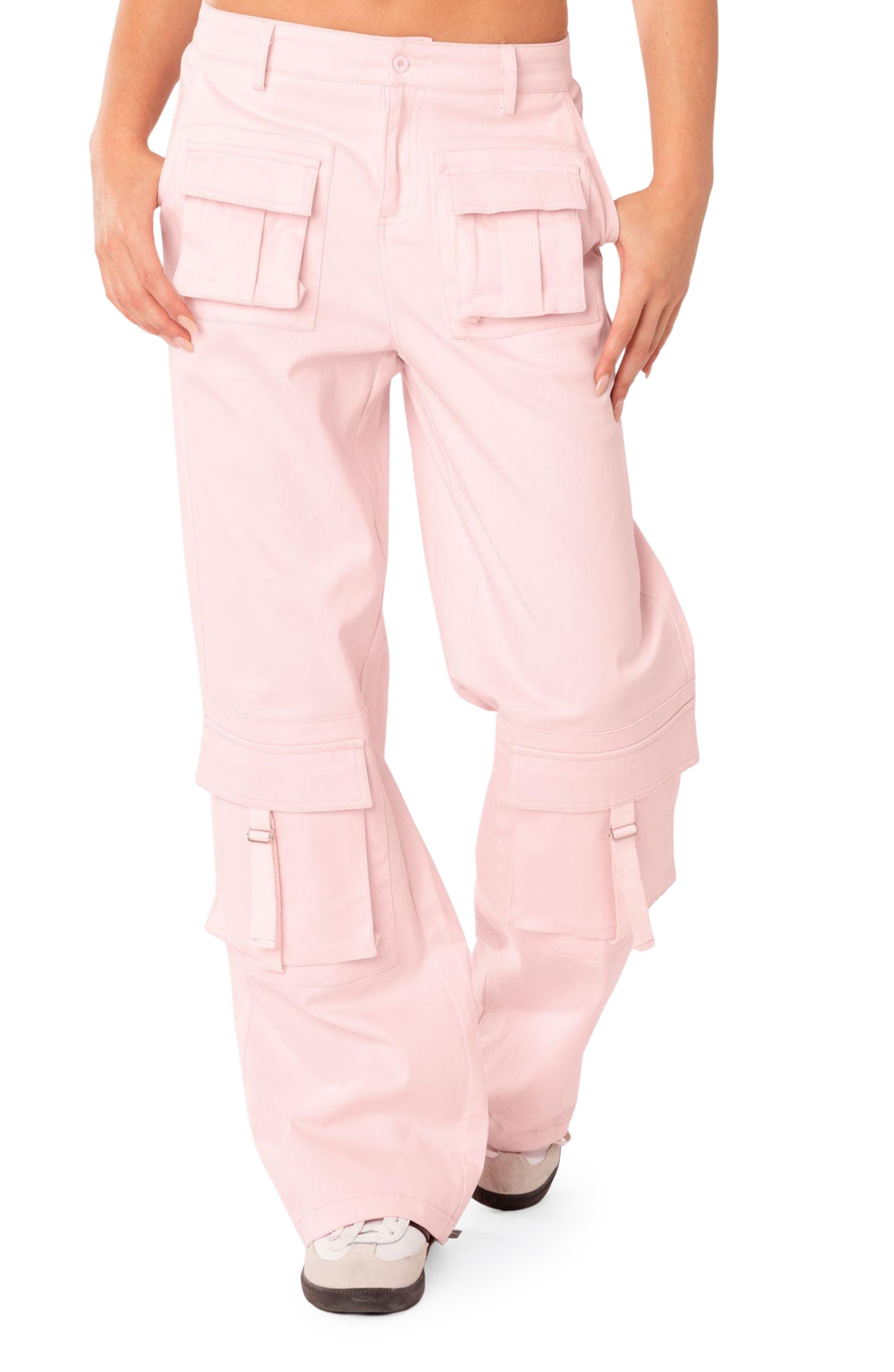 Edikted Joan Low Rise Cargo Pants in Pink | Lyst
