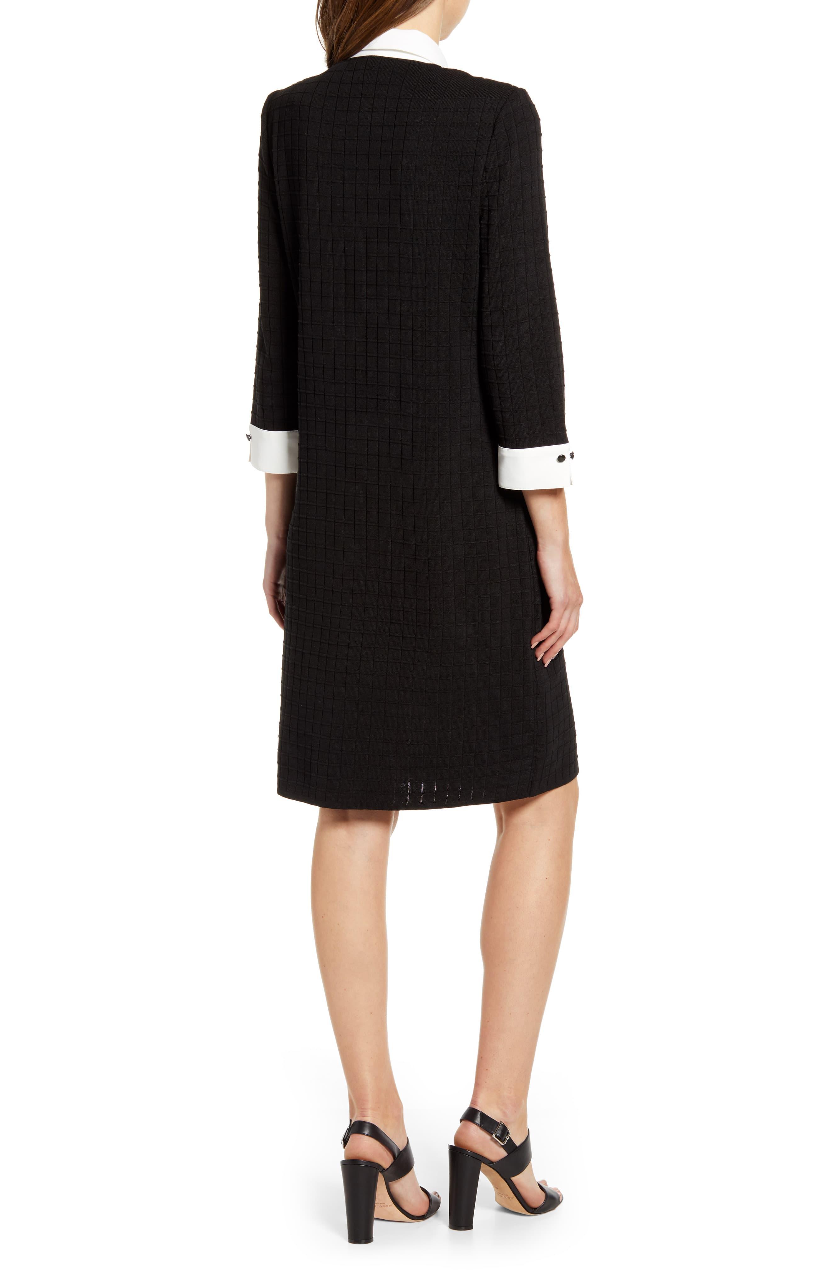 Ming Wang Layered Look Sweater Dress in Black/ White (Black) Lyst
