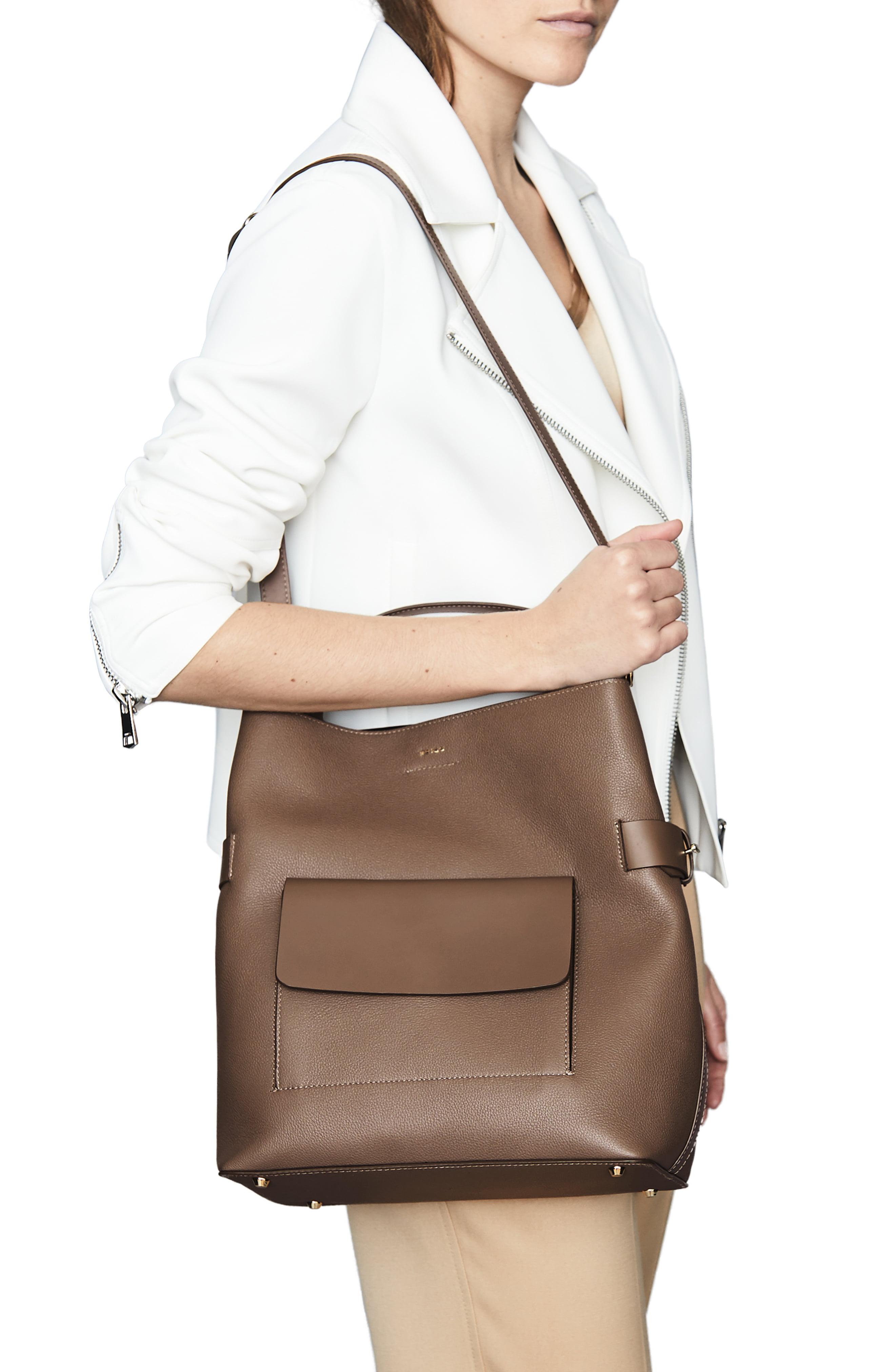 reiss freya leather bucket bag