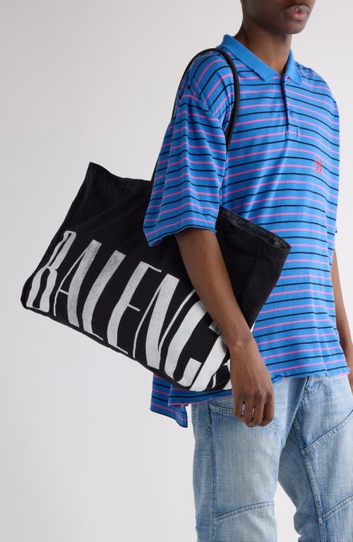 Balenciaga Large Editor East/West Canvas Tote in Black for